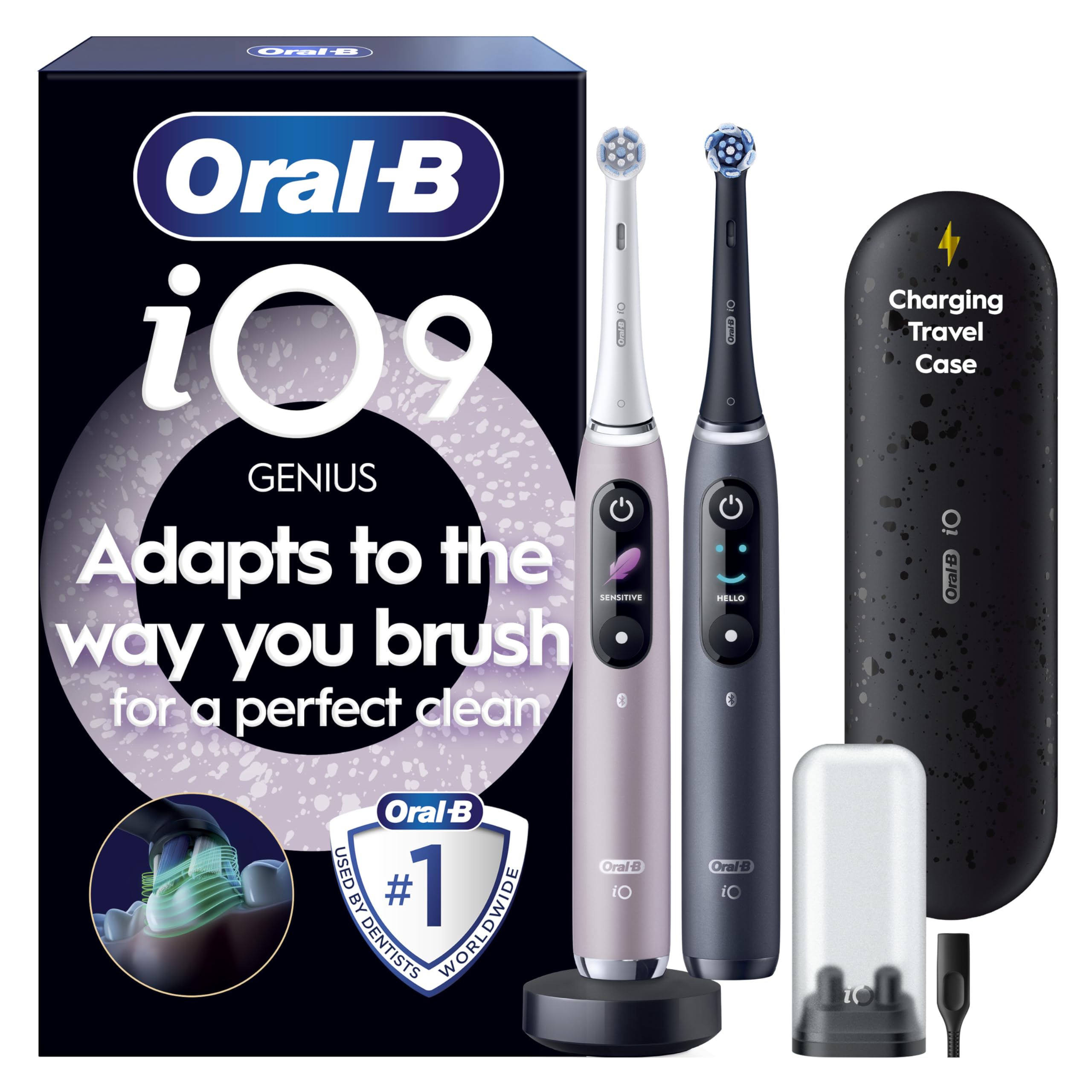 Oral B Oral-B Io9 Black Lava & Rose Quartz Electric Toothbrush Duo Pack