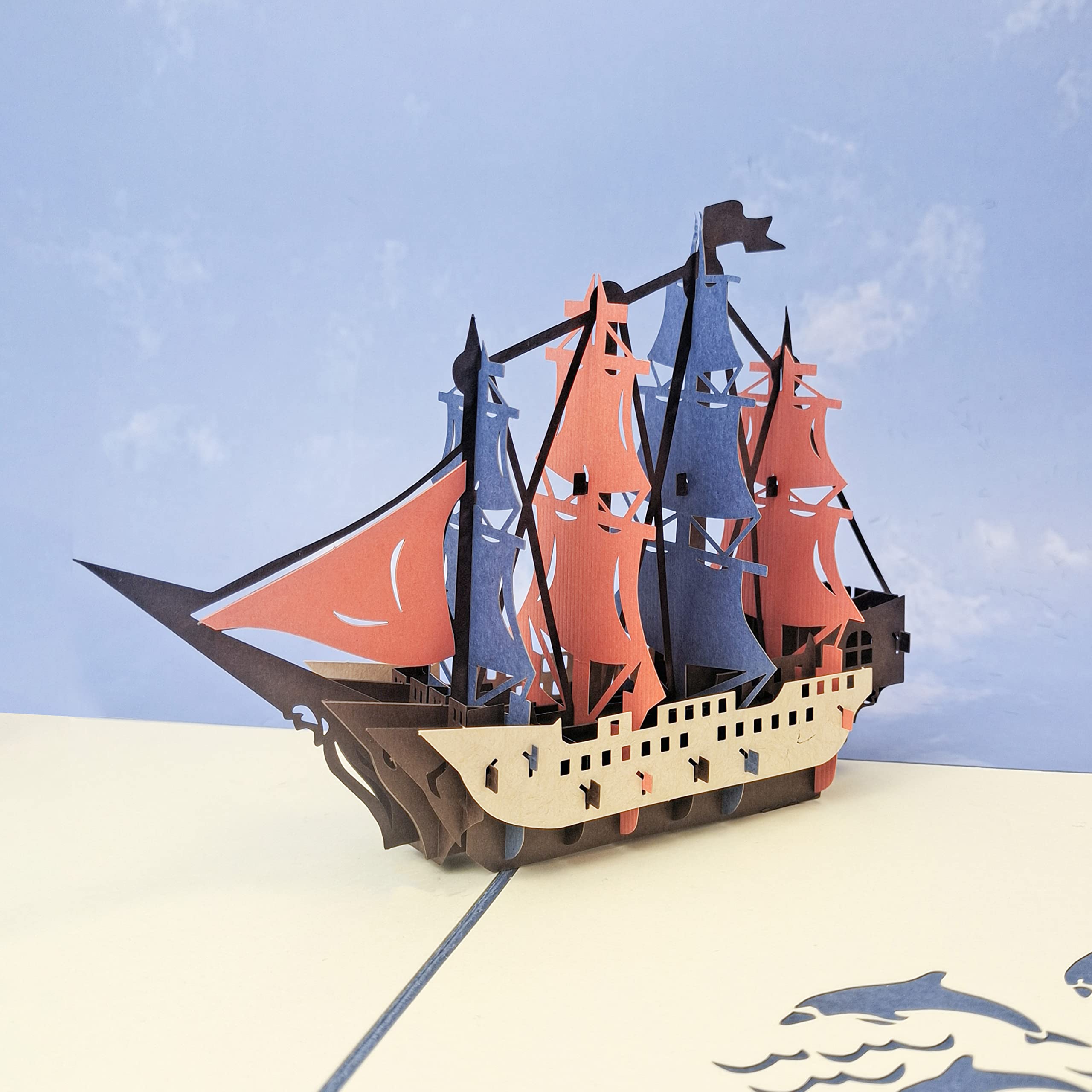 yaartz 3D Sailboat Pop Up Card Greeting Card -All Occasion Card-Promotion Graduation Retirement Trip