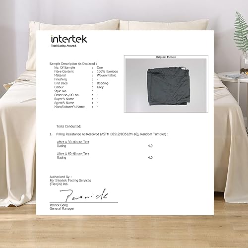 Miniatura 6 de Juego de sábanas de viscosa de bambú, 100% orgánica, refrescante, 4 piezas, sábana encimera + 1 sábana bajera + 2 fundas de almohada, suave como la