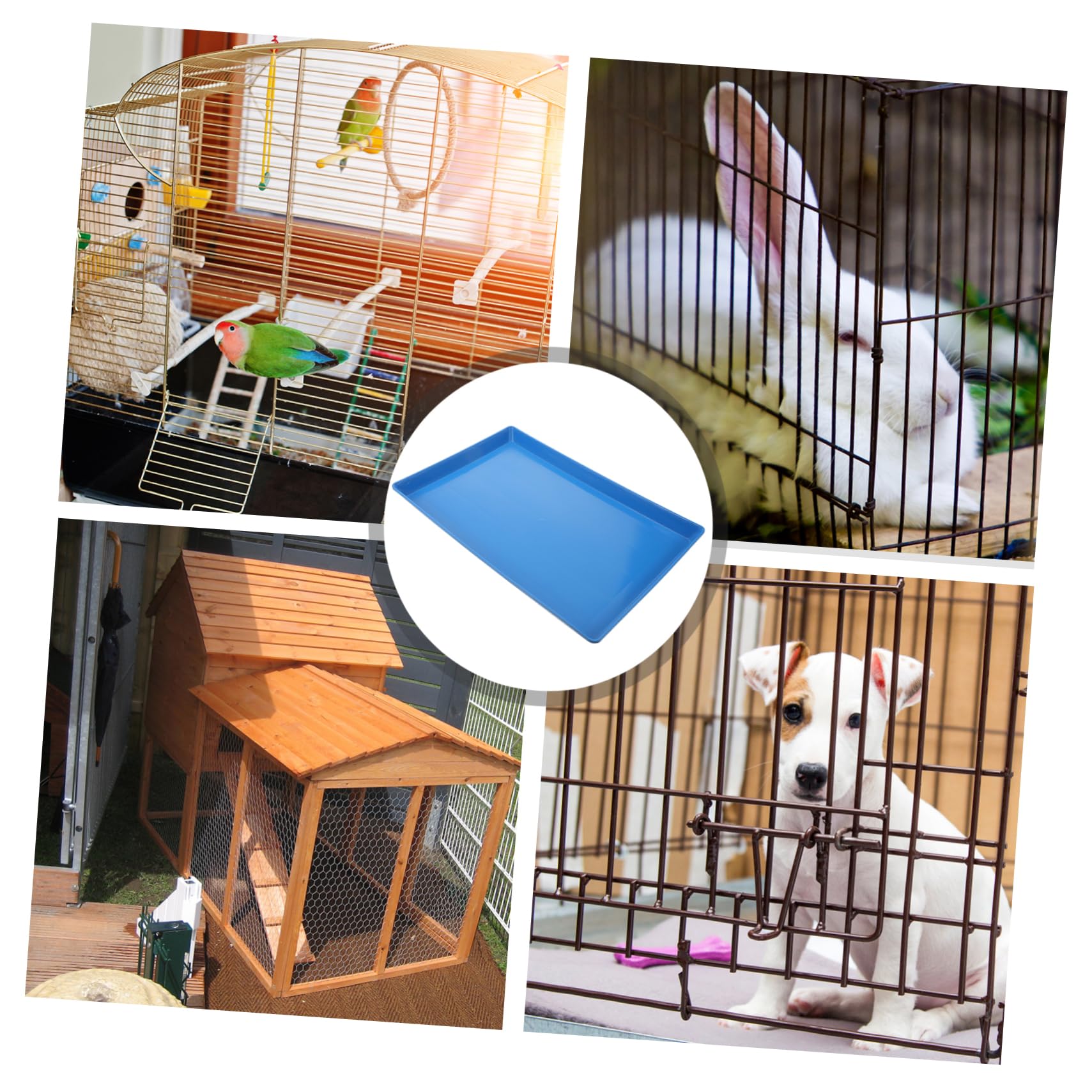 Yardwe Plateau Bac à Litière Antidébordement pour Cage de Chien en Plastique Bleu Facile à Nettoyer, pour Cage ou Caisse d'animaux