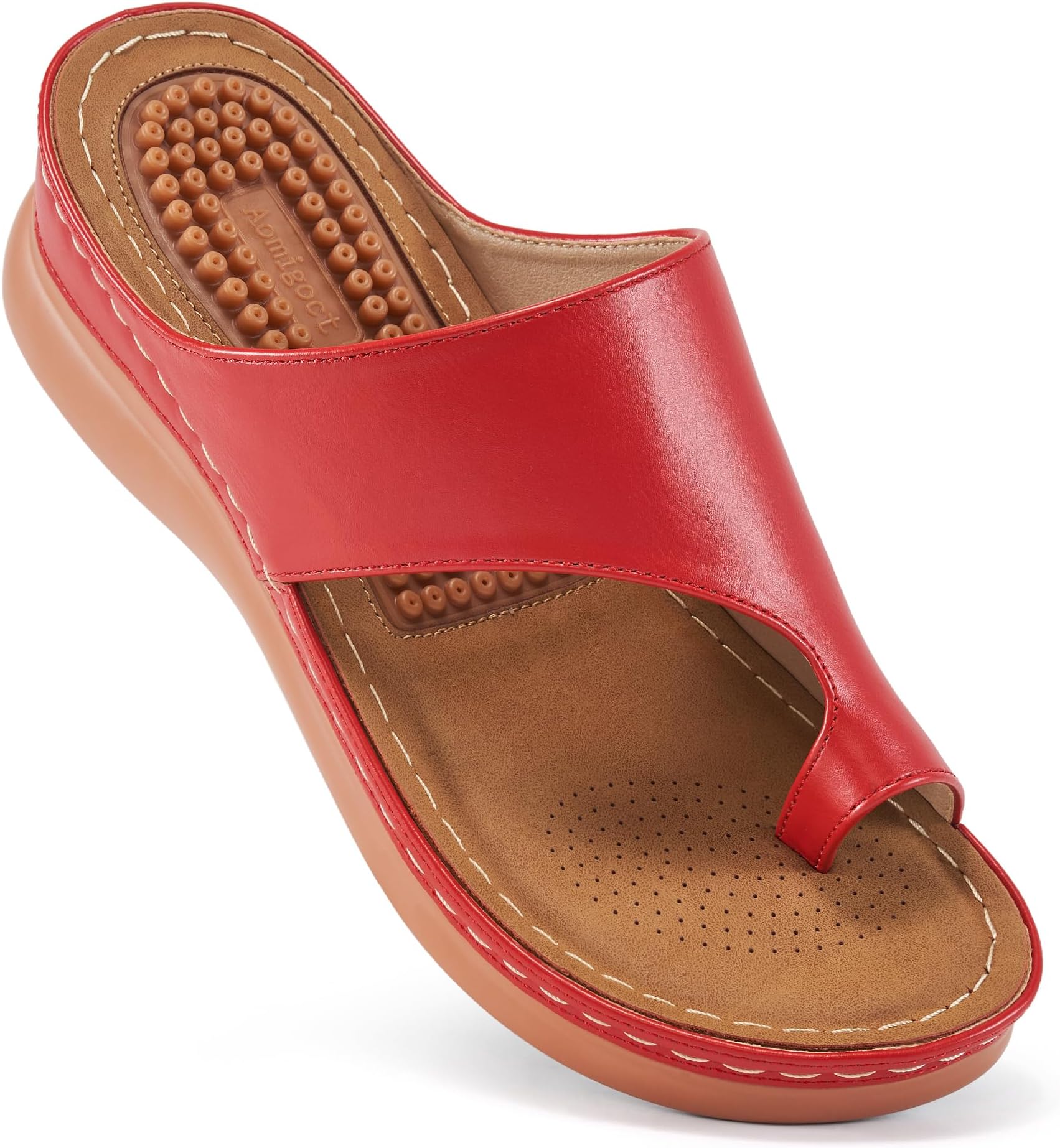 Aomigoct Womens Comfort Wedge Sandals: Soft Cushion & Orthopedic for All-Day Walking - Non-Slip 1.96" Heel for Stability - for Comfort Seekers