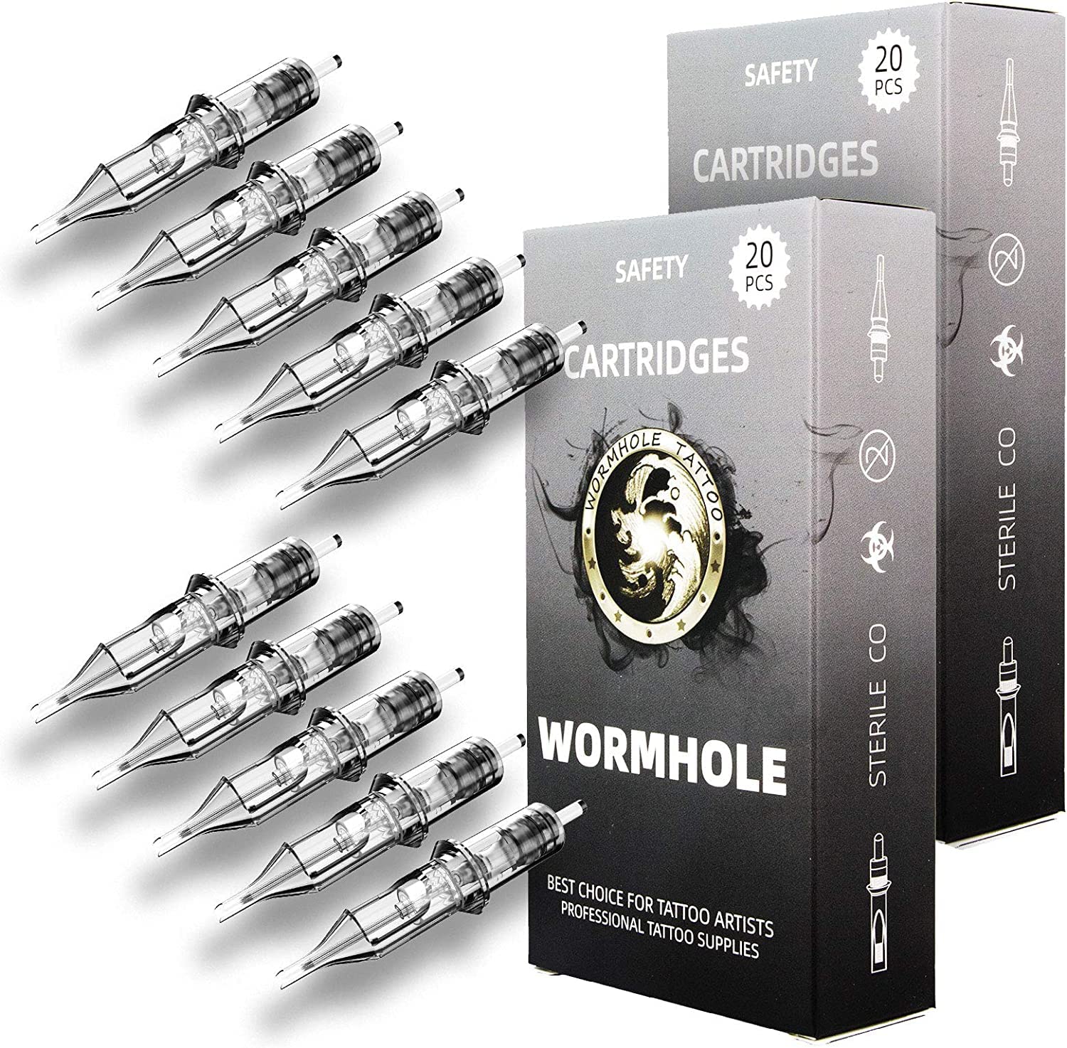 Wormhole Tattoo Needle Cartridges 50pcs Assorted Tattoo Needle Cartridges Round Liner Mixed 3RL 5RL 7RL 9RL 11RL (50pcs #12 Standard RL)-image-40