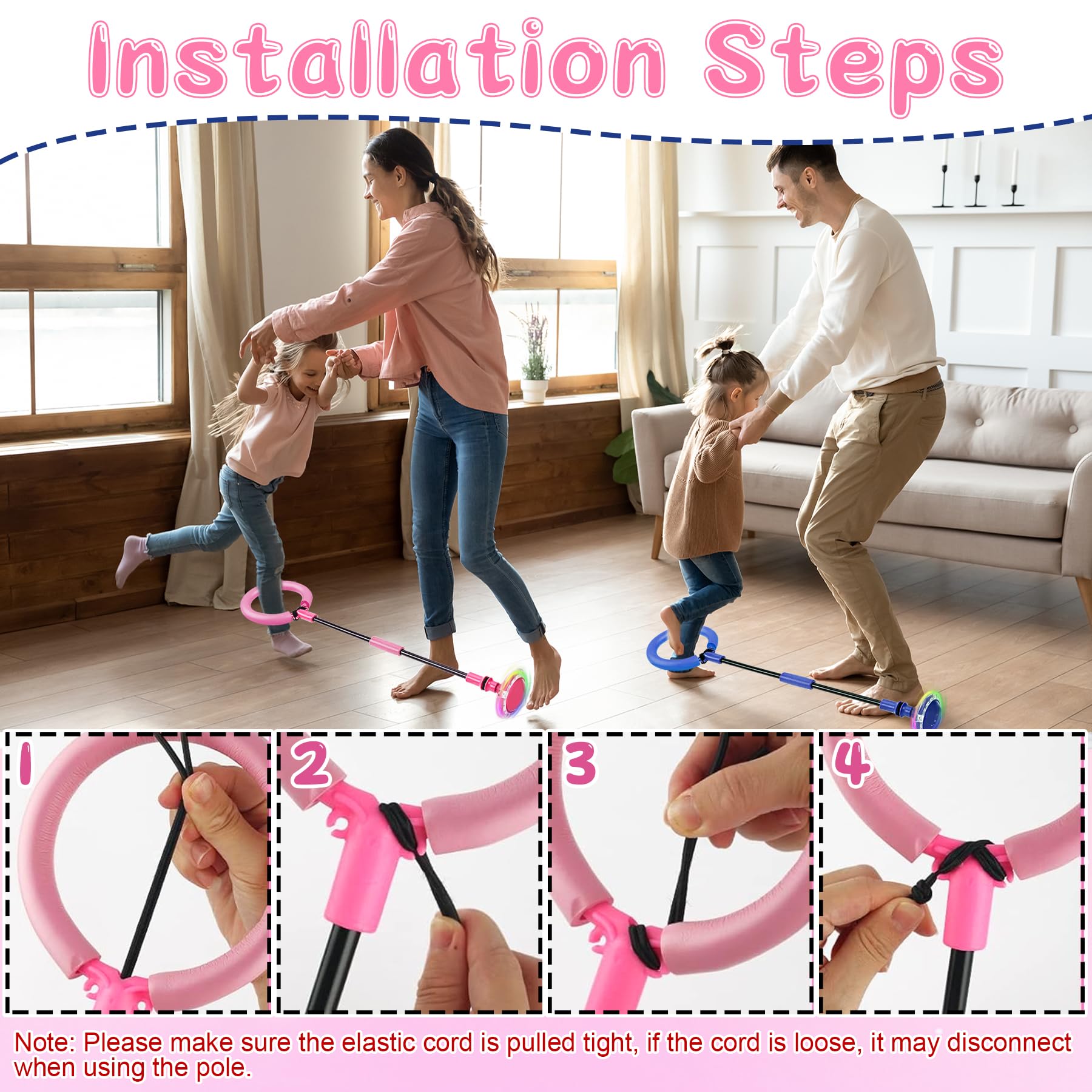 TZEKING Bola de Salto de Tobillo Intermitente Plegable Colorida con Conteo de Tiempo (Rosa)