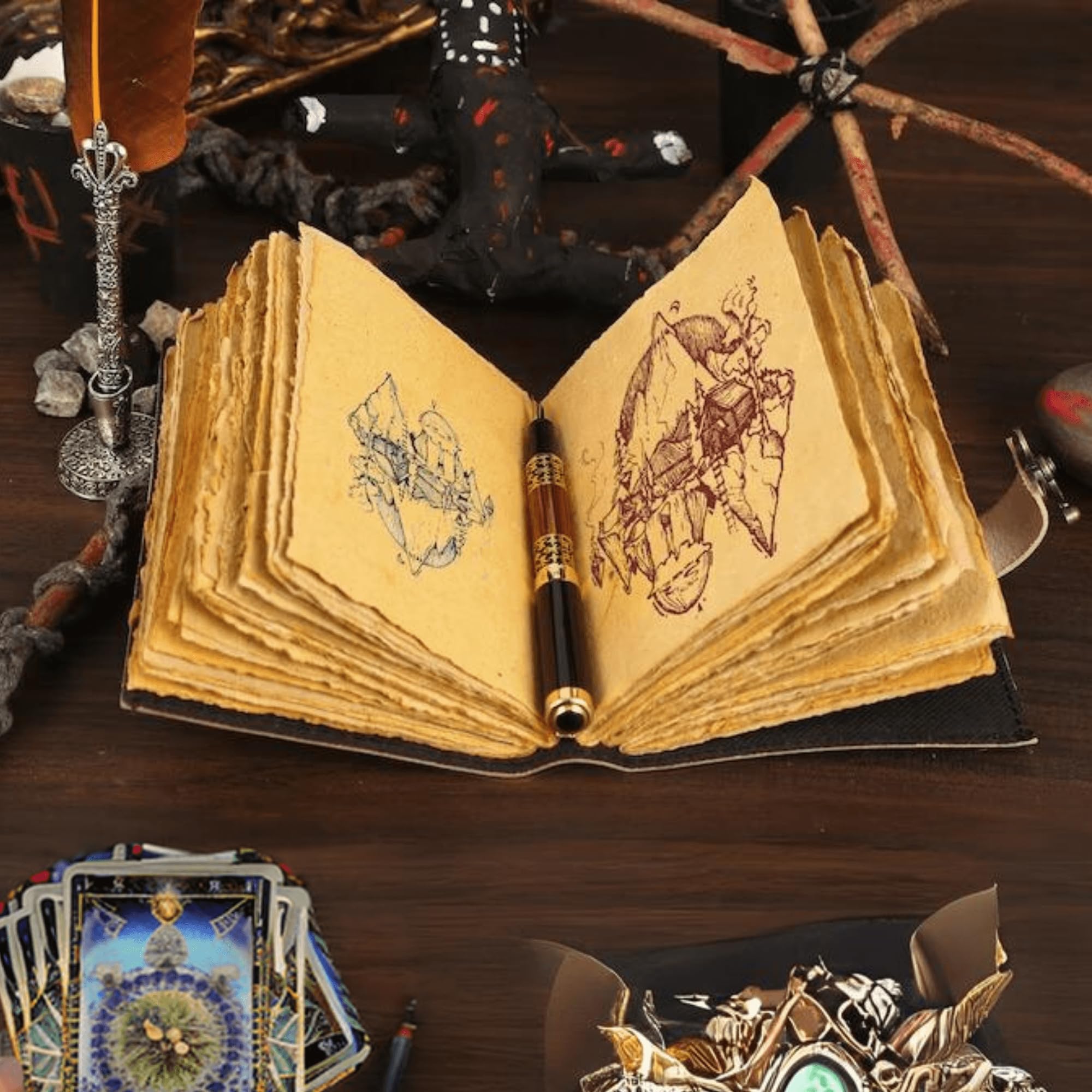 Urban Leather 7 inch Mother Earth Moon Goddess Purple Vintage Journal for Men Women UV Print Sketchbook Travel Leather Bound Journal Writing Notebook - Image 4