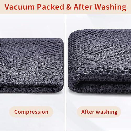 Miniatura 7 de Homaxy Toallas de cocina 100% algodón con tejido de gofre, ultra suaves, absorbentes, de secado rápido, 13 x 28 pulgadas, paquete de 6, gris oscuro