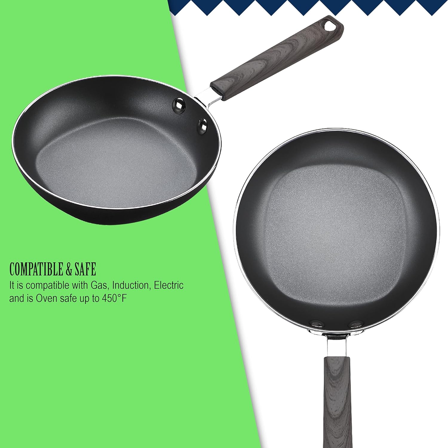 SP-1020 8 Inch Classic Nonstick Square Fry Pan, Gray