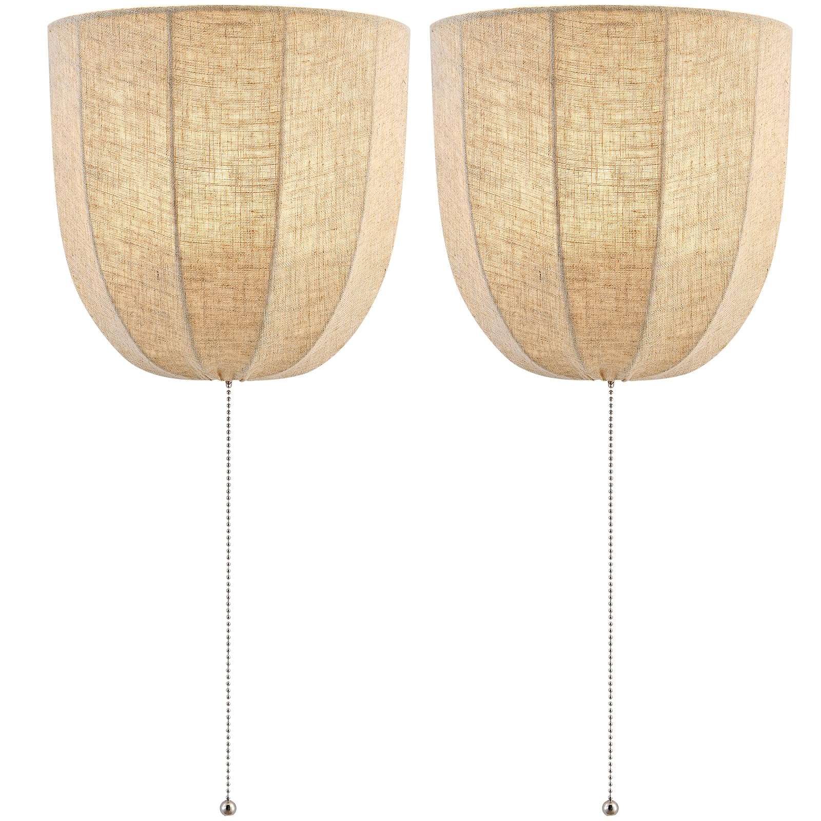 Photo 1 of VANZARLA Rustic Wall Sconce Light with Pull Chain, Modern Farmhouse Wall Light Fixtures Set of 2, Fabric Wall Lamps for Bedroom Kitchen Bathroom Living Room