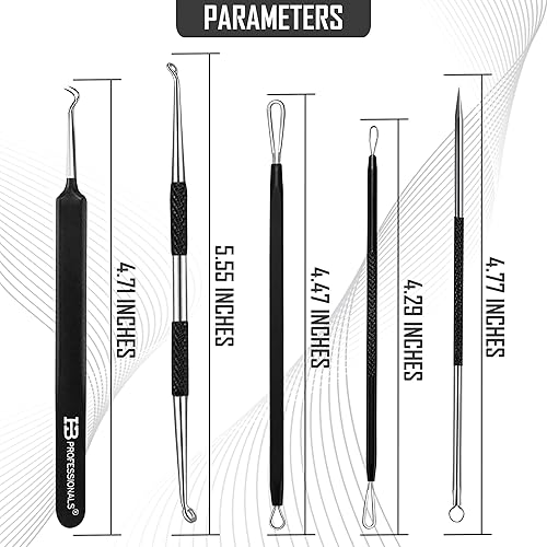 Miniatura 4 de Kit de herramientas para eliminar puntos negros, kit de 5 piezas, acero inoxidable de alta calidad, extractor de comedones de espinillas, extractor