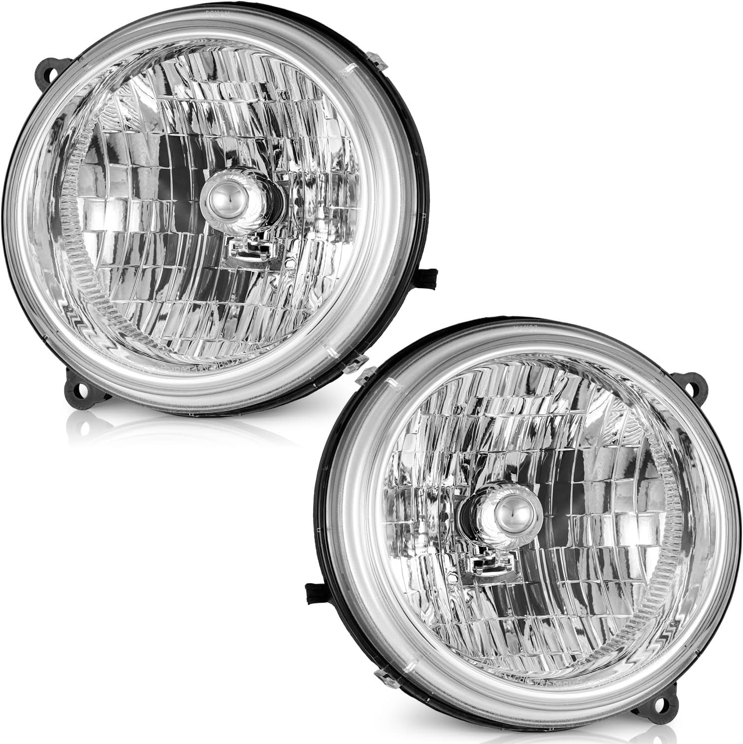 WEELMOTO Headlights Assembly for 2002 2003 2004 Jeep Liberty, Compatible with 02 03 04 Liberty Halogen Chrome Housing Headlamp, Headlight Pair Set Replacement Driver&Passenger Side