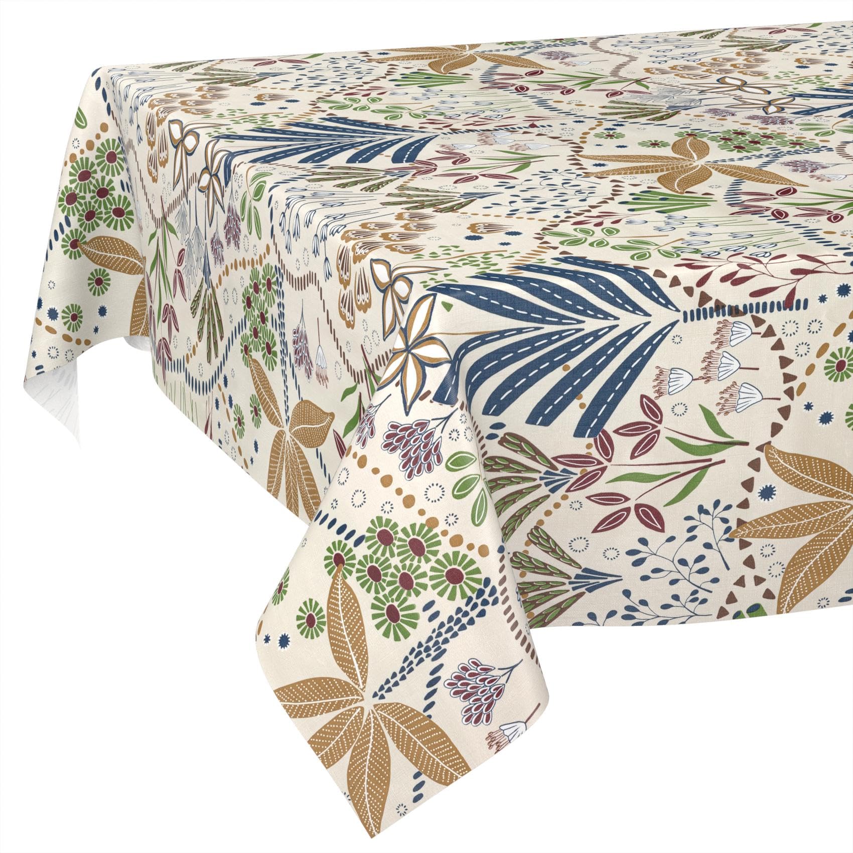 Oilcloth Tablecloth, Washable, Oilcloth, Easy Care, Water-Repellent, Lotus Effect, Garden Tablecloth, Ethnic, 160 x 140 cm, Cut Edge