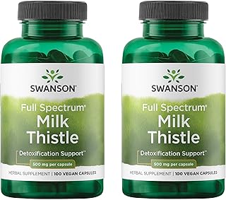Milk Thistle - Herbal Liver Support Supplement - Natural Formula Helping to Maintain Overall Health & Wellbeing - (100 Capsules, 500mg Each) 2 Pack