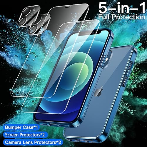 Miniatura 9 de JETech Funda 3 en 1 para iPhone 12 Mini de 5.4 pulgadas, con 2 protectores de pantalla y 2 protectores de lente de cámara, película de vidrio