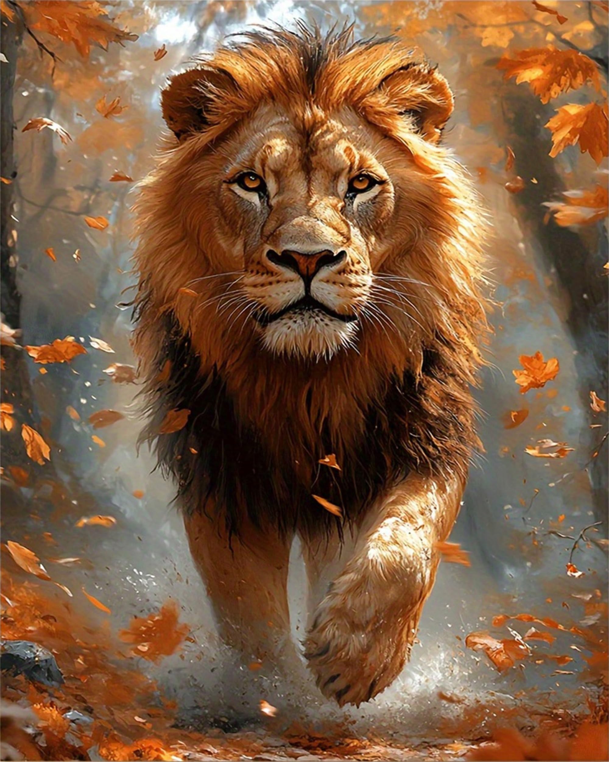 Qihensail Paint by Numbers Kit for Adults,Easy Adult Paint by Number Kits on Canvas for Beginner, DIY Watercolor Oil Painting for Birthday Gift Relax Decor (Lion)