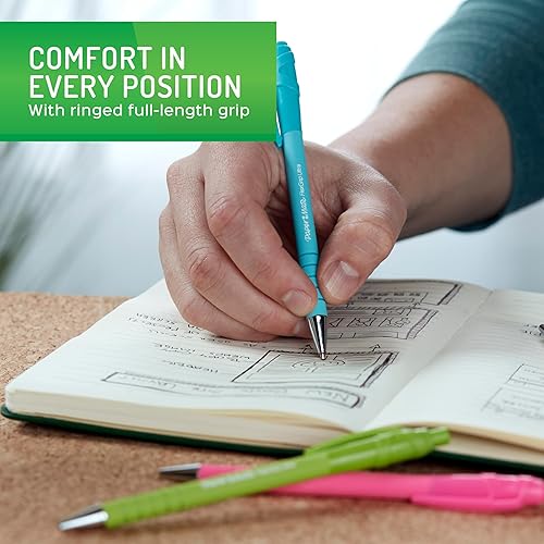 Miniatura 4 de Paper Mate FlexGrip Ultra - Bolígrafos hechos de materiales plásticos reciclados, varios colores de barril, punta media (0.039 pulgadas), negro, 4