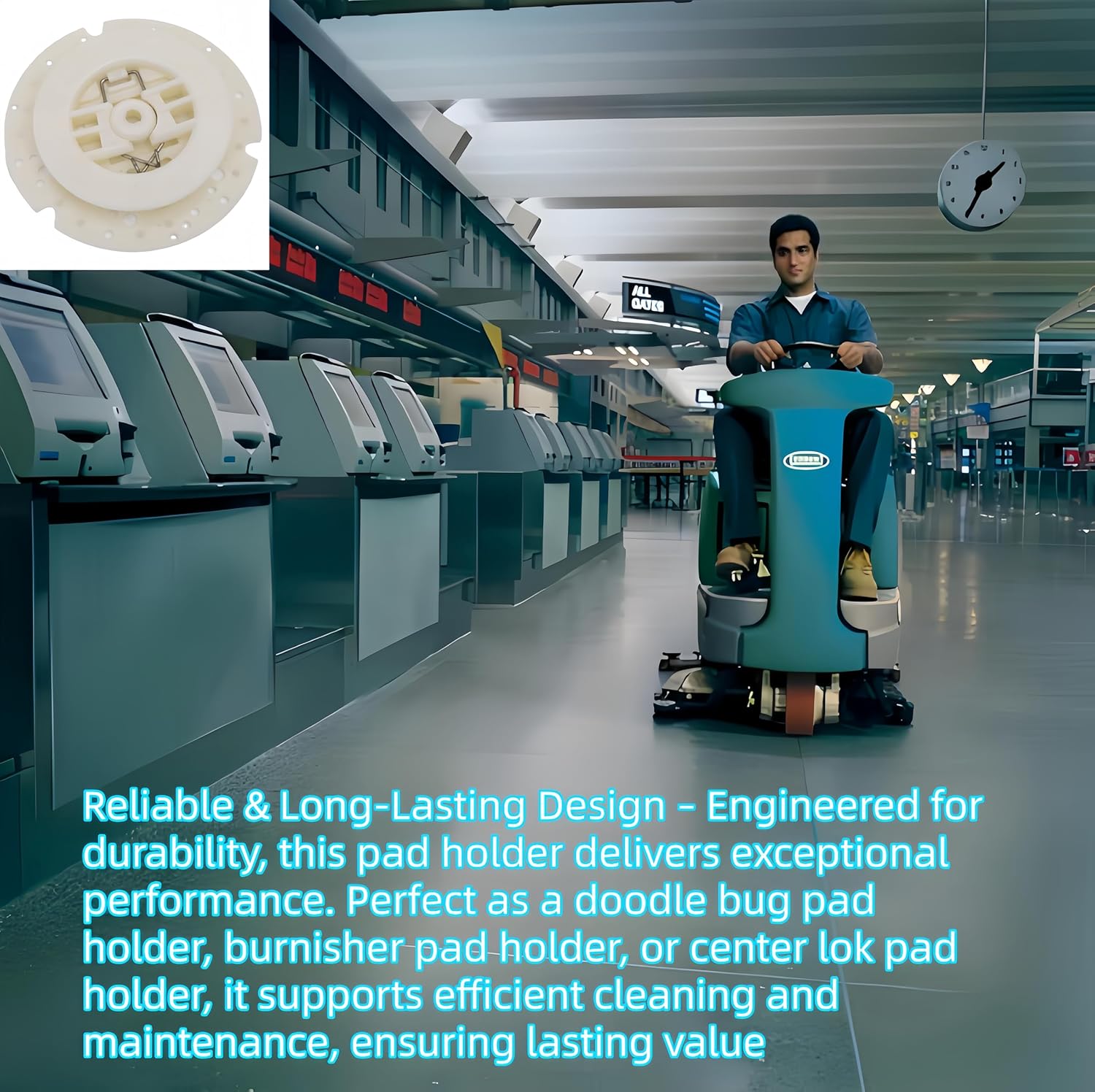 Center-Lok 3 Pad Holder | Pad Centering Device for Floor Scrubber Machines Compatibility with Tennant T5, 5680, 5700, 7200 Floor Scrubbers, Tennant 370095 Pad Holder Replacement Parts(1pcs)