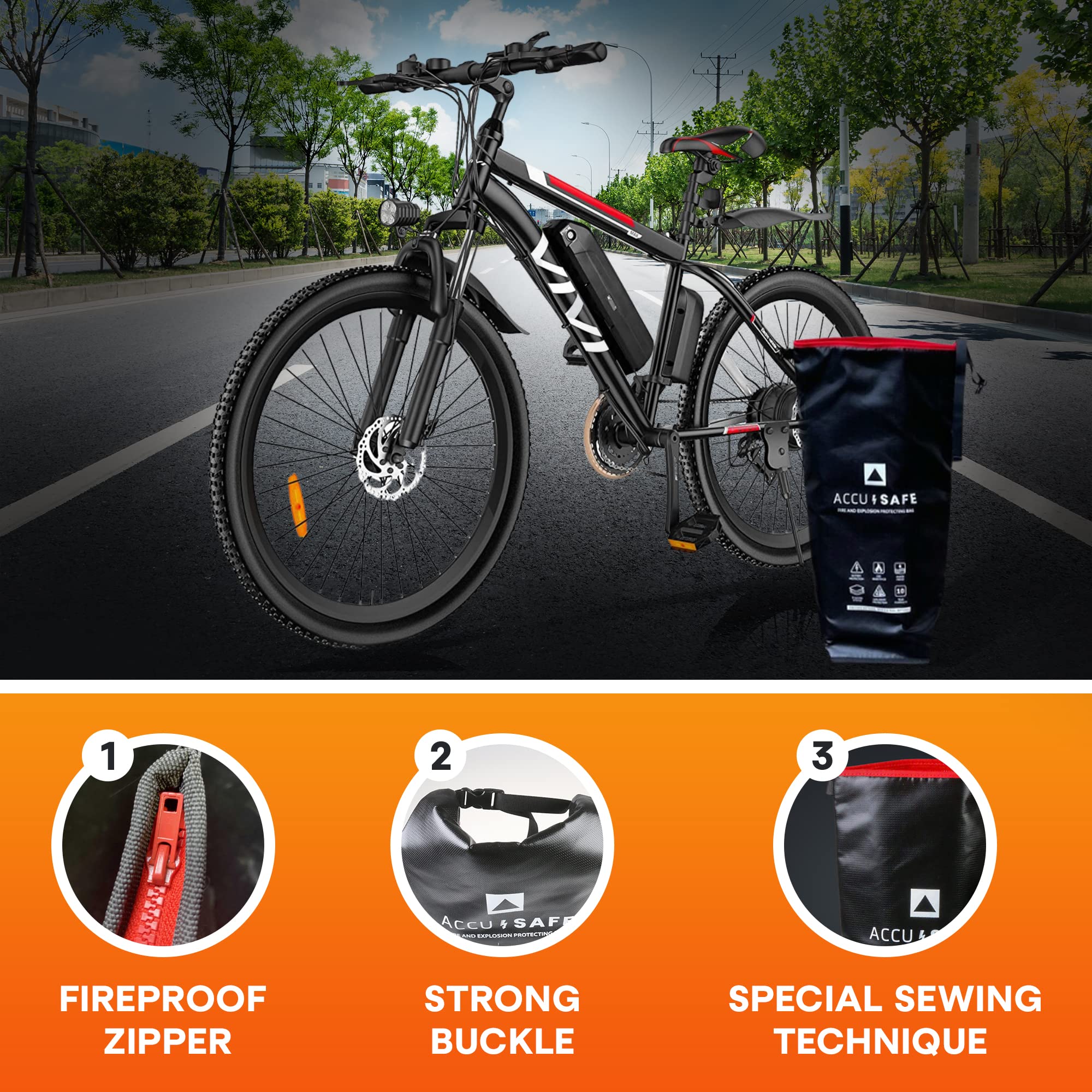 Accu Safe XL - Bolsa para batería ignífuga para Ebikes & Co para carga, transporte y almacenamiento | bolsa de protección contra incendios de alta calidad para objetos de valor | 600 x