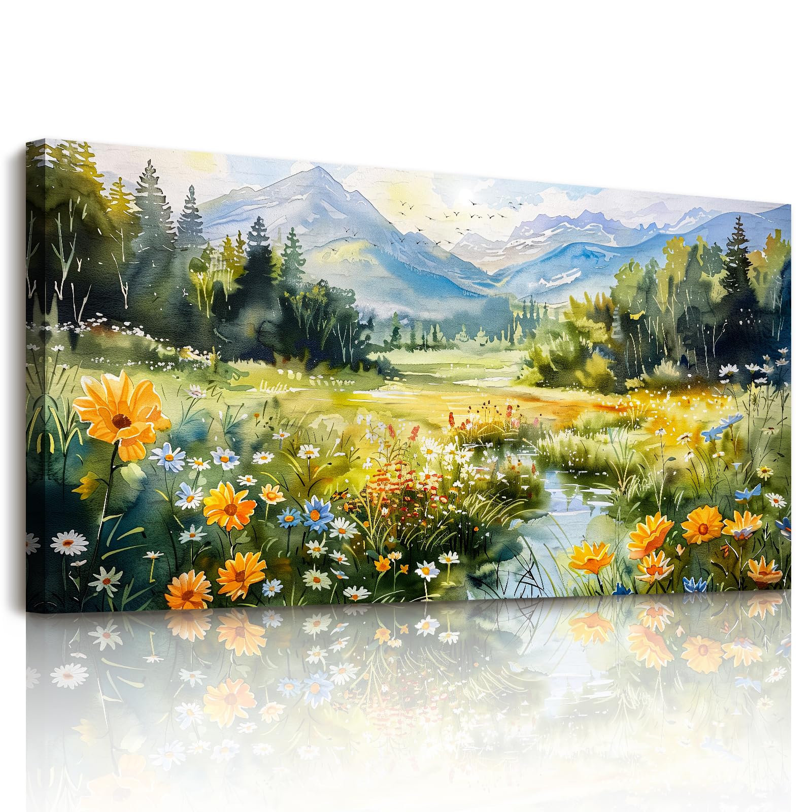 hyidecorart Canvas Wall Art, Modern Colourful Painting, Large Pictures for Landscape, Nature Mountain Forest Wall Decorations for Gallery Office Bedroom Living Room Garden Hallway Stairs 29"x57"