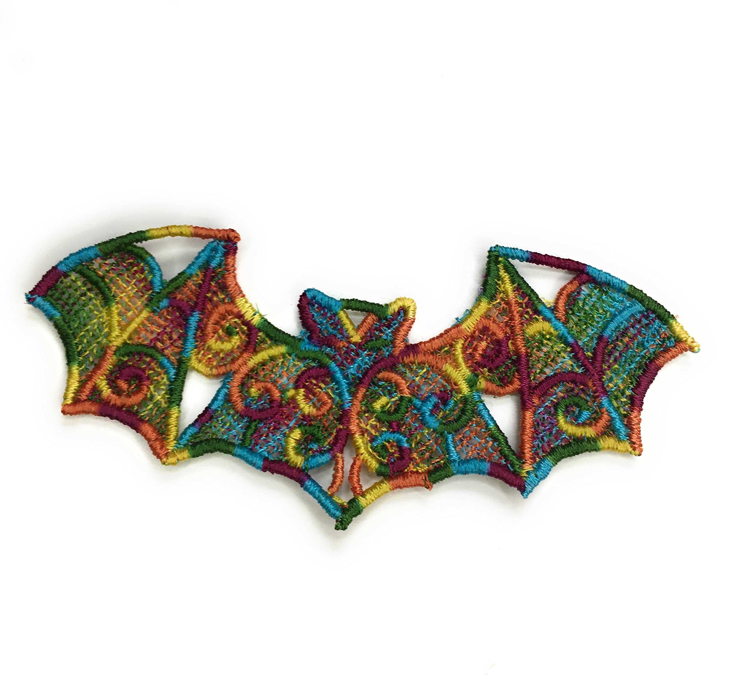 Free standing Lacework brooch: Rainbow pride Bitty Bat.
