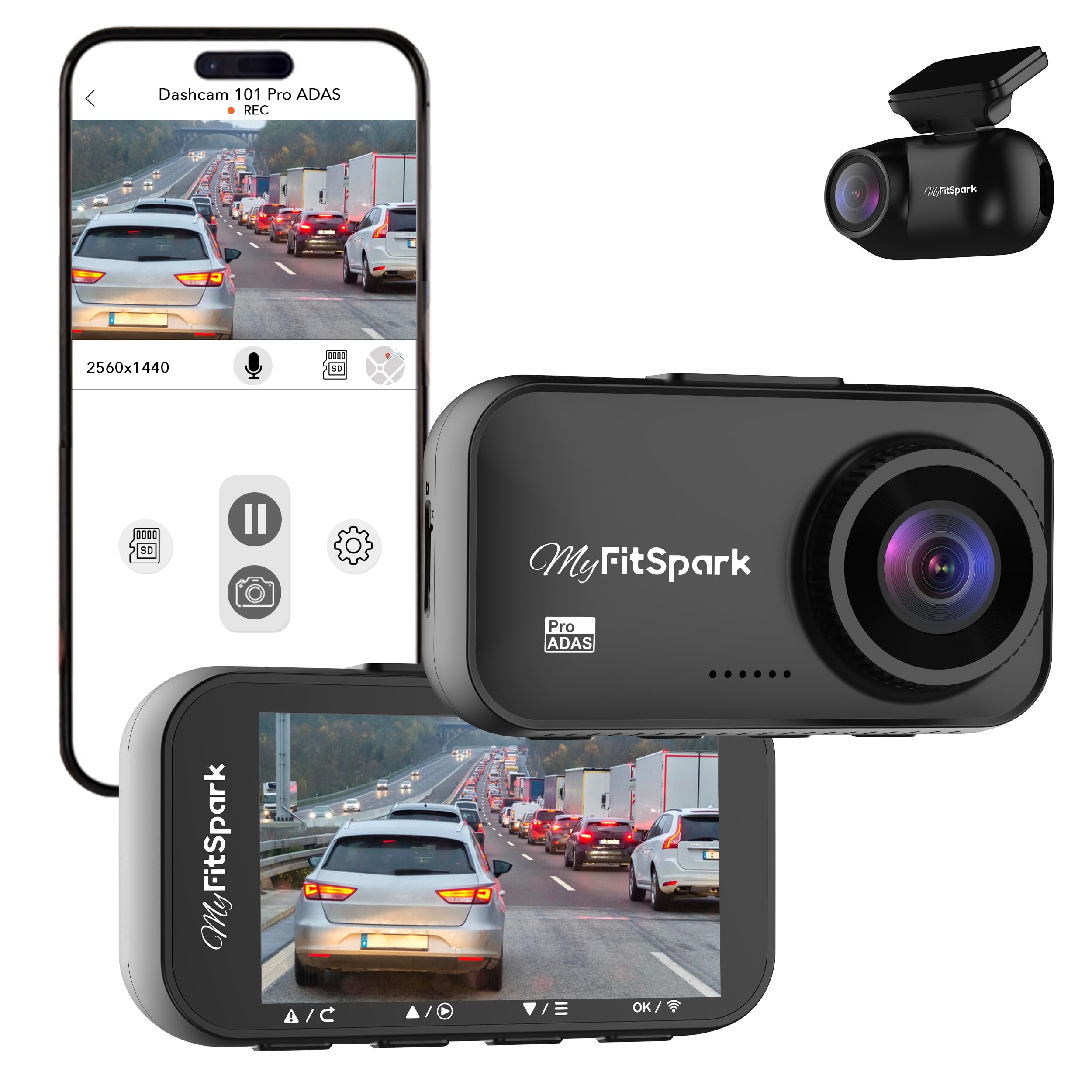 FitSpark DC-101 Pro ADAS 4MP Real 2K Dual Channel Dash Camera No.1 Novatek AI Chipset High Definition 2.7" IPS TrueColors Display Super Night Vision GPS & WiFi | Read Offer for Free Parking Kit-image-13