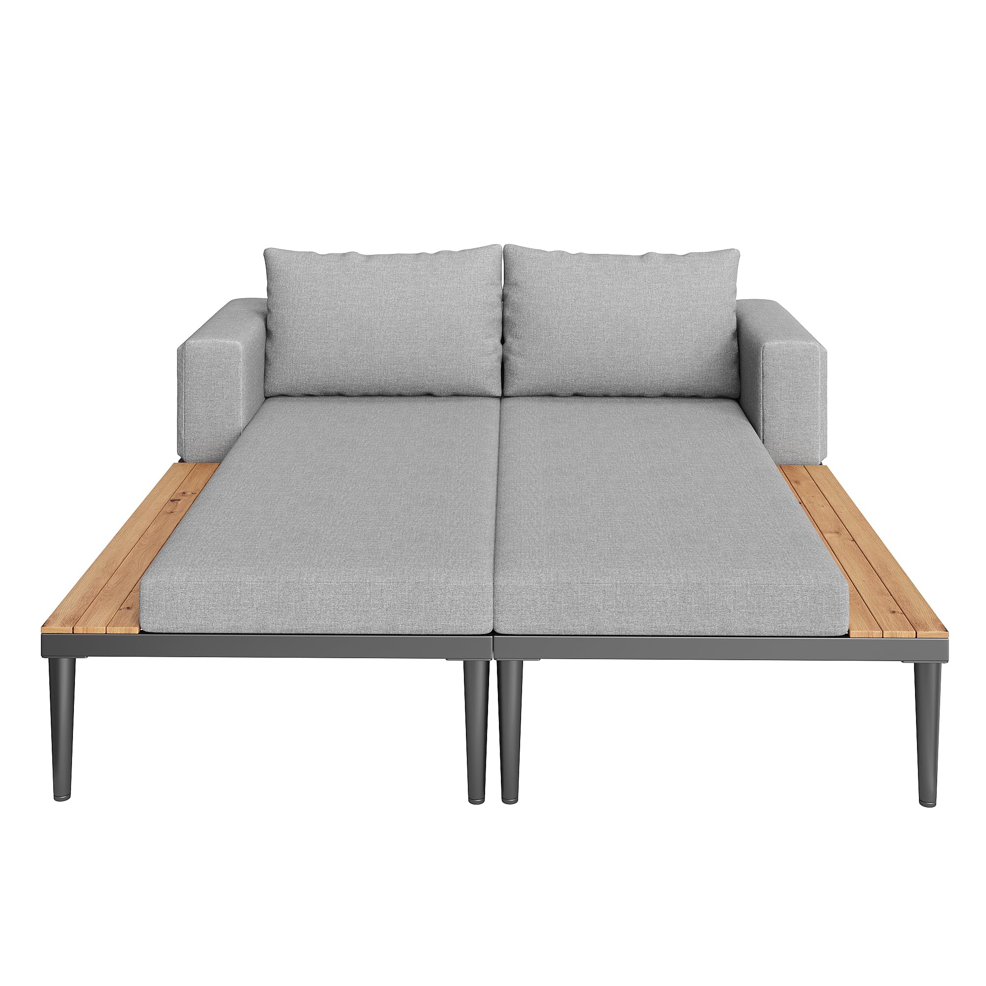 Lit de jour pour patio d'extérieur, lit double, chaise longue d'extérieur, multifonctionnel, imperméable, avec étagères, pour patio, jardin et balcon