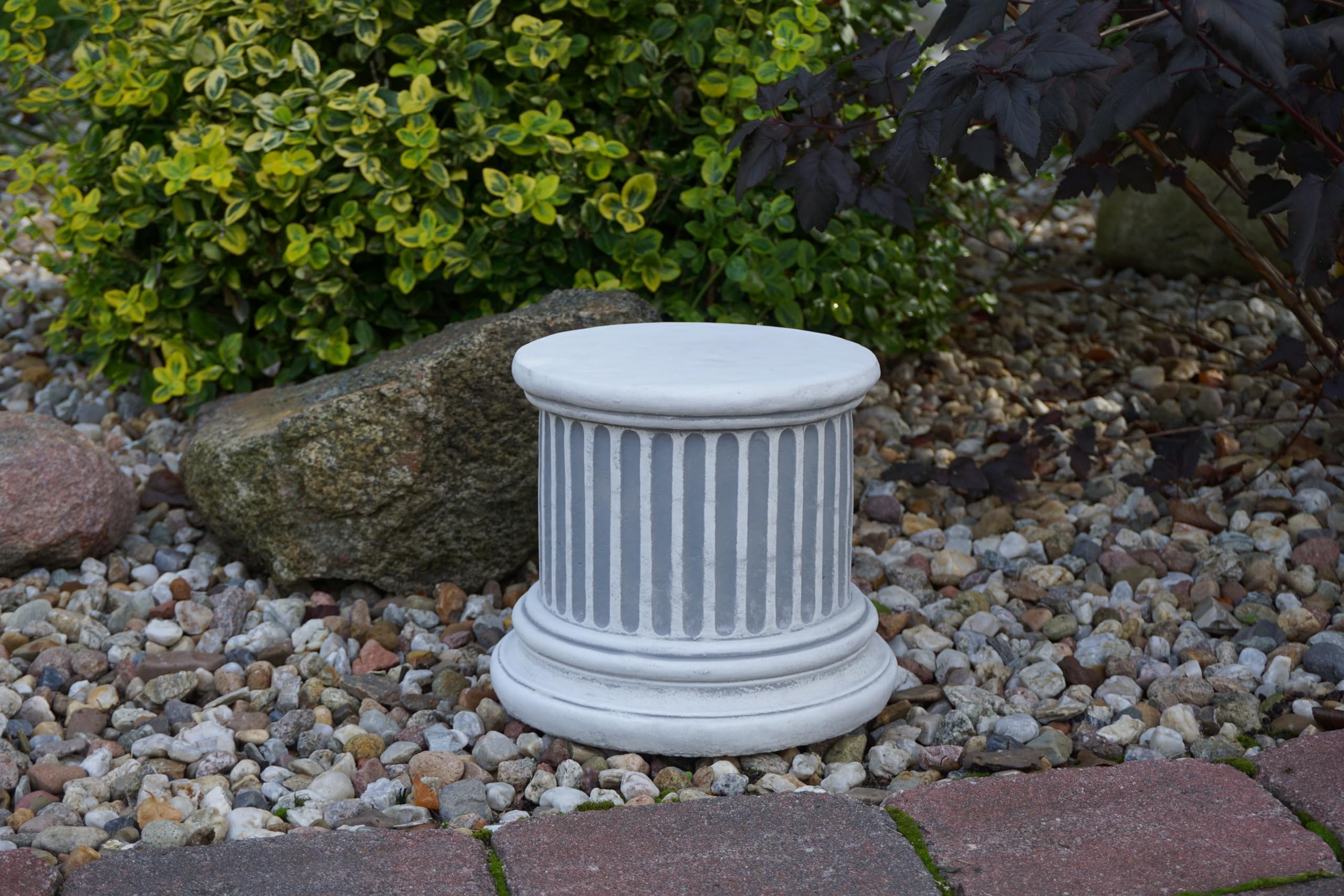 gartendekoparadies.de Colonne de Socle à Base Solide, Hauteur 23 cm, Ø 26 cm, Ø au-Dessus de 22 cm, Gris, Poids 17 kg, en Pierre moulée résistante au Gel