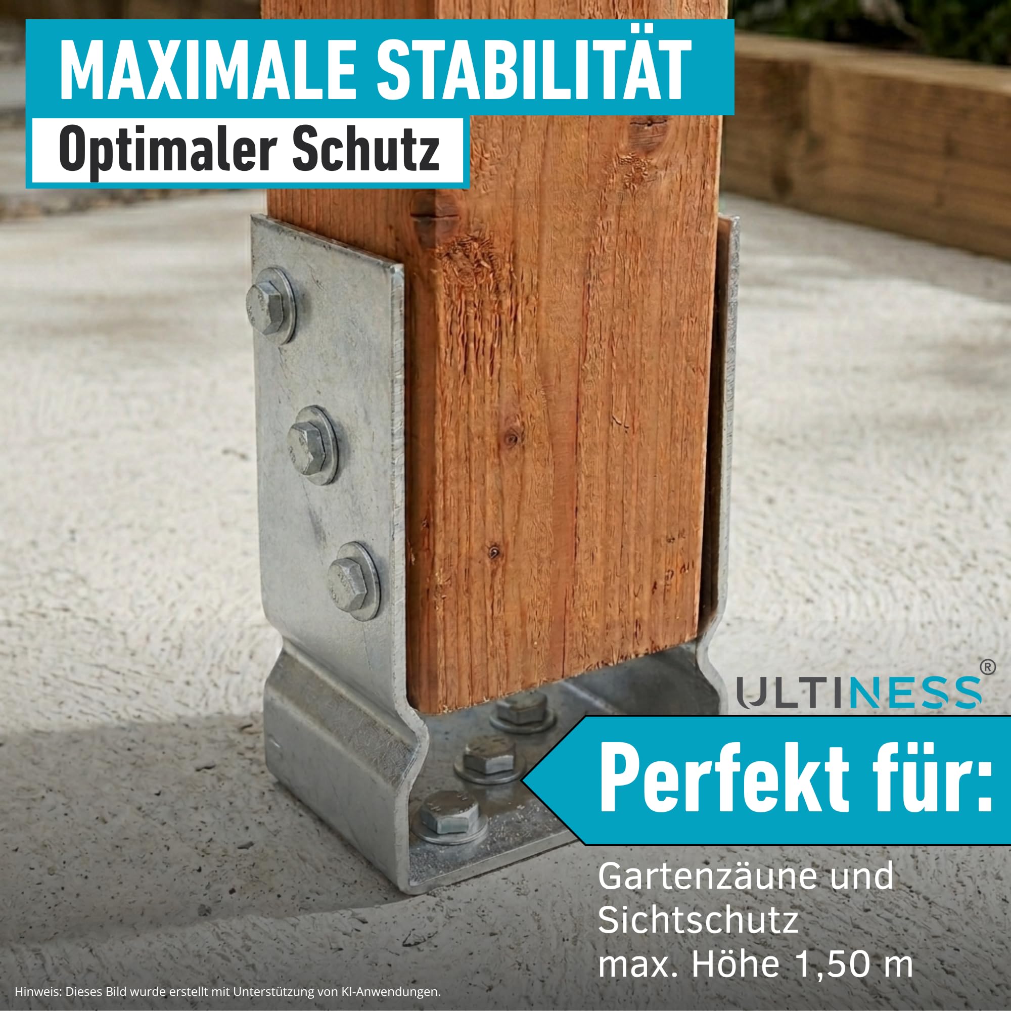 U-Pfostenträger mit Sicke zum Aufschrauben U-Form 91 mm [20 Stück] | feuerverzinkt robuste U-Träger zum Aufdübeln für Jäger- und Staketenzäune robuste Befestigung ohne Beton