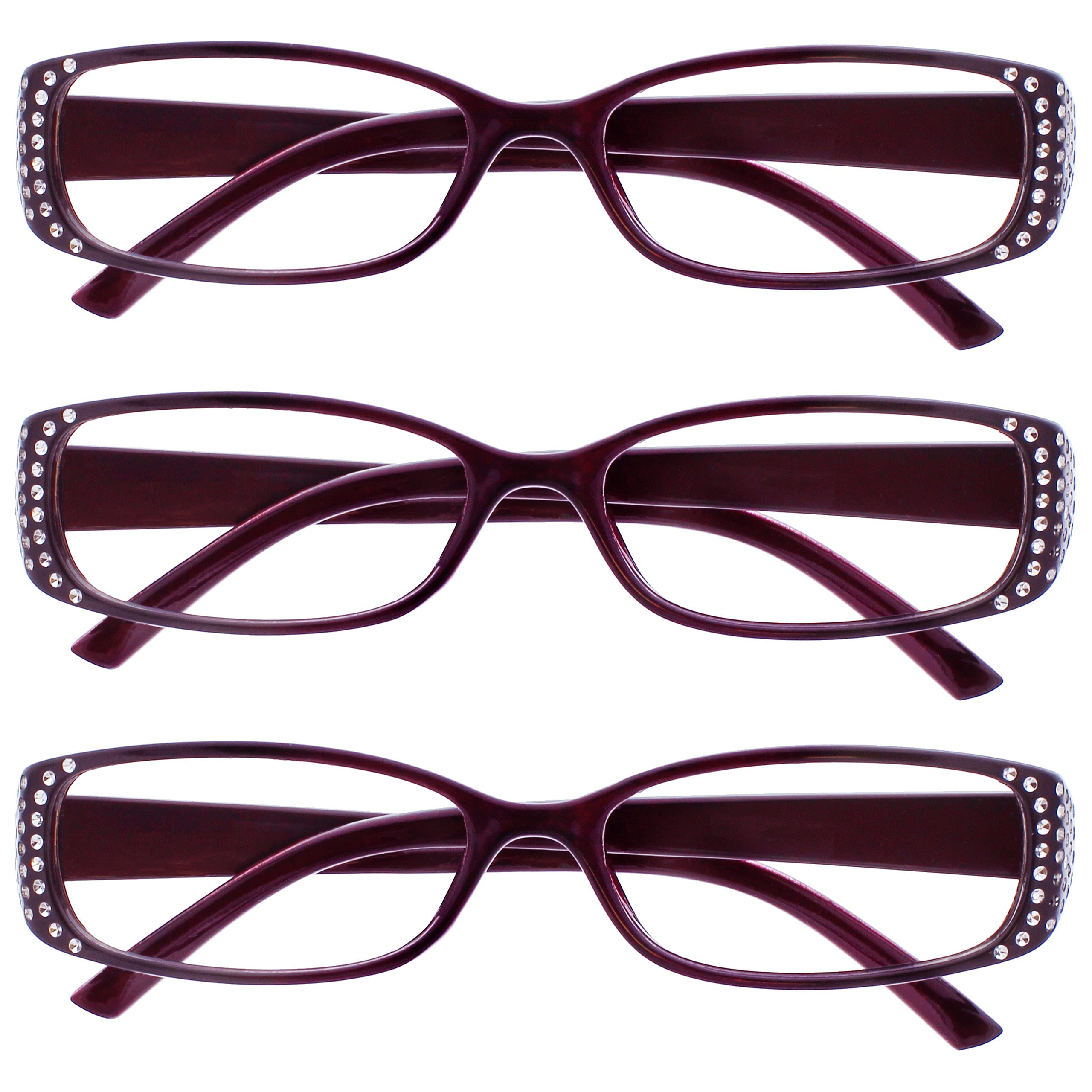 The Reading Glasses Company Black & Purple Diamonte Style Readers Value 3 Pack Designer Style Womens Ladies UVR3093P +2.50
