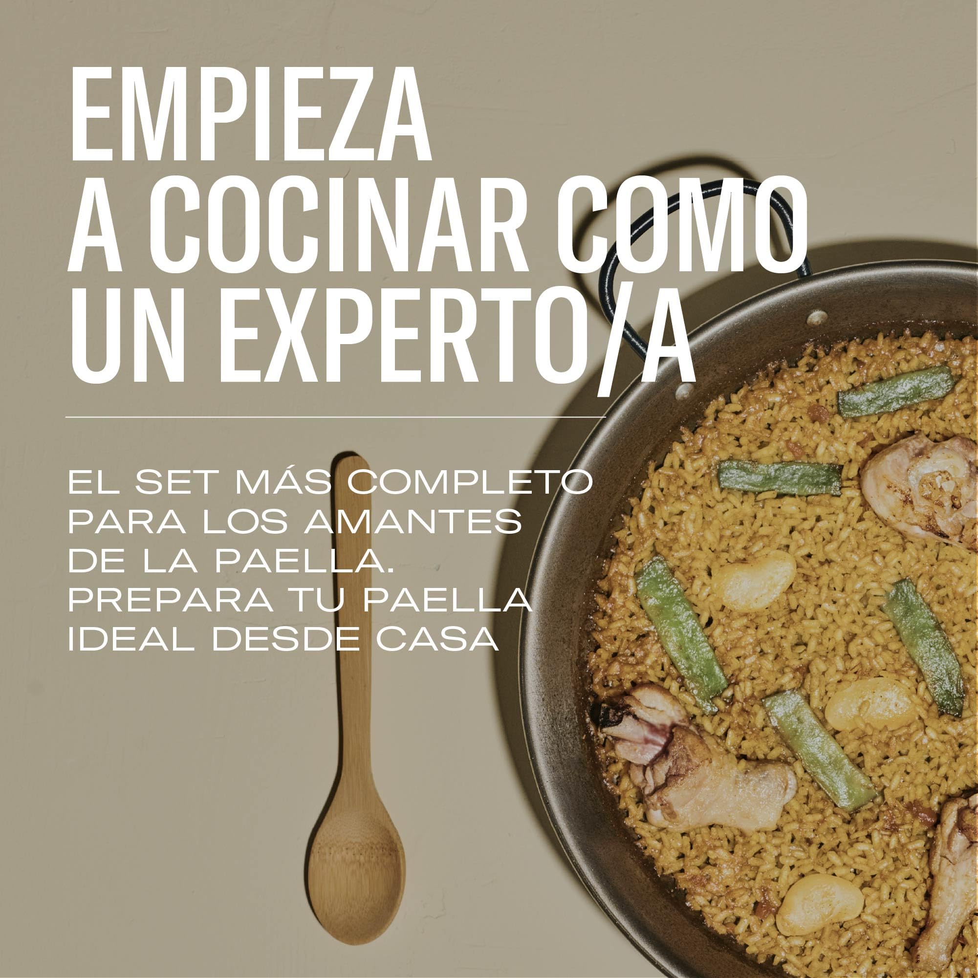 EL PAELLER - Cesta Gourmet para Regalar - Kit Iniciación para Paellas - Incluye Paellero a Gas, Paella de Hierro, Medidor, Set de Caldos, Salvamantel, Cuchara de Madera y Azafrán