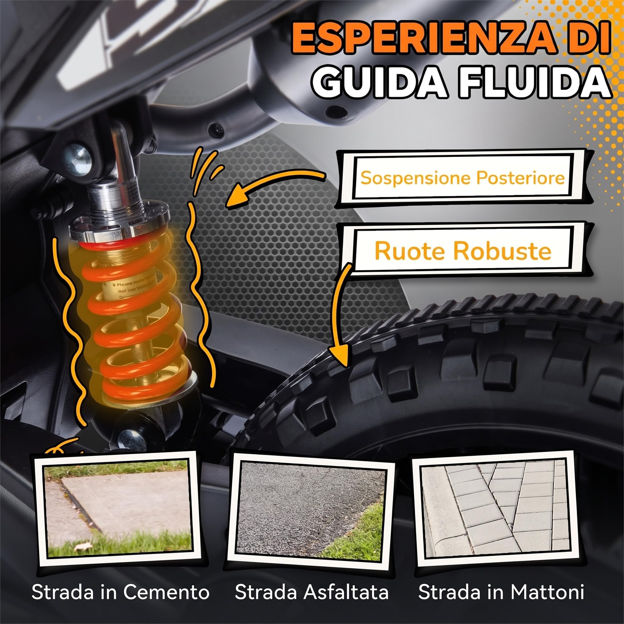 AIYAPLAY 12V APRILIA Moto Elettrica per Bambini 37-96 Mesi, Giallo
