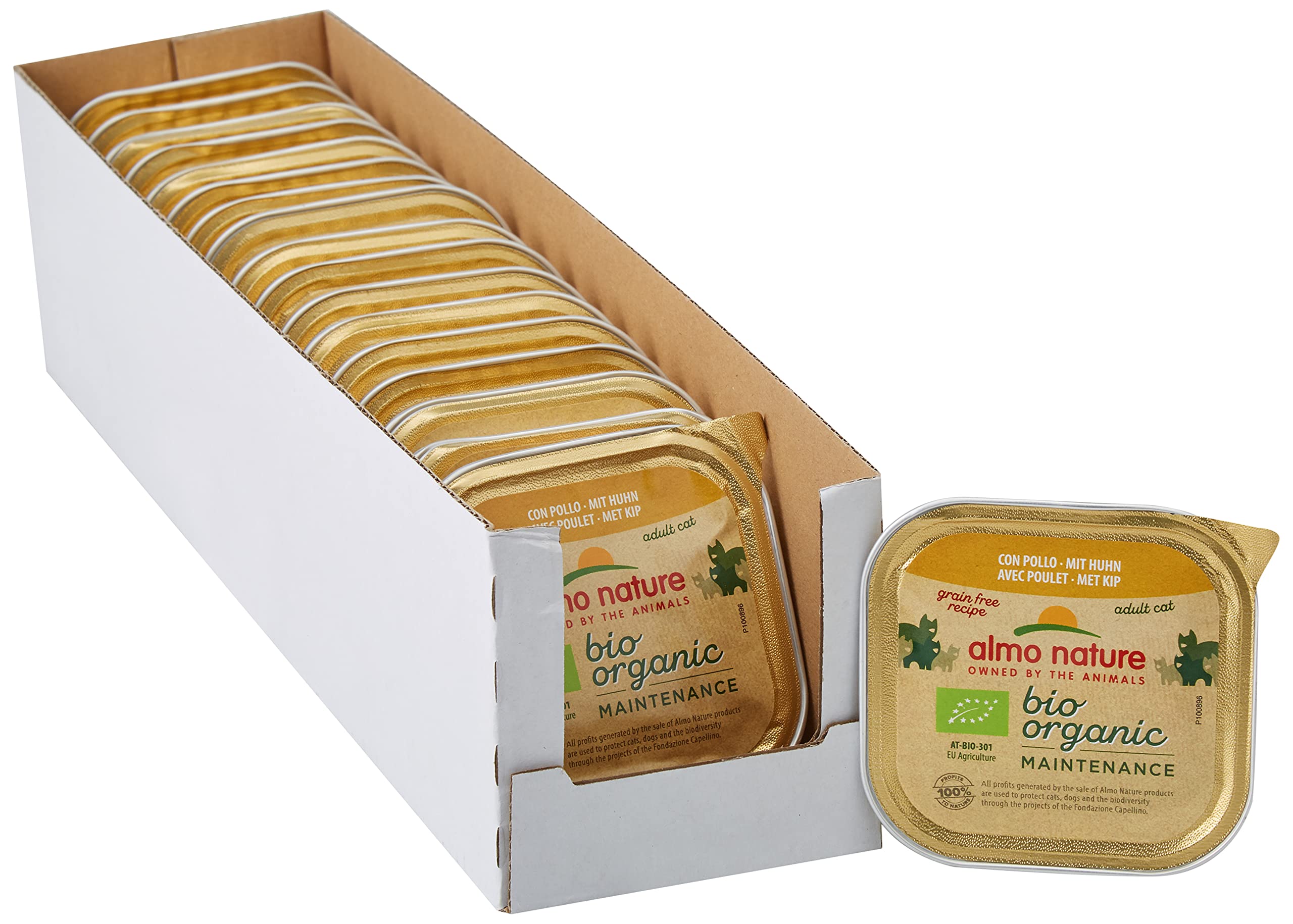almo nature Biorganic Wet Food for Adult Cats with Chicken (Pack of 19 x 85g)