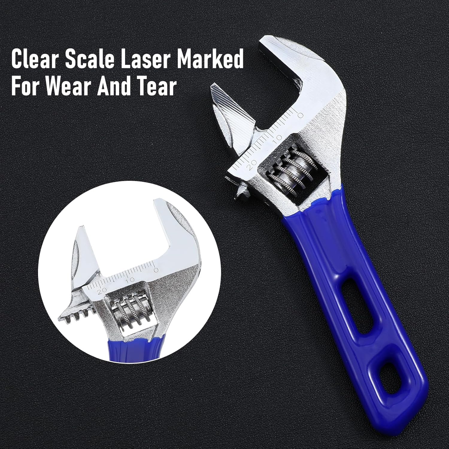 Stubby Adjustable Wrench, Spanner Wide Opening Thin Jaw 4 Inch, Extra Wide Jaw Opening Wrench, Small Wrenches With Cushion Grip With 2mm Slim For Easy Access To Tight Spaces, Metric/Sae Scales,Metal thumbnail