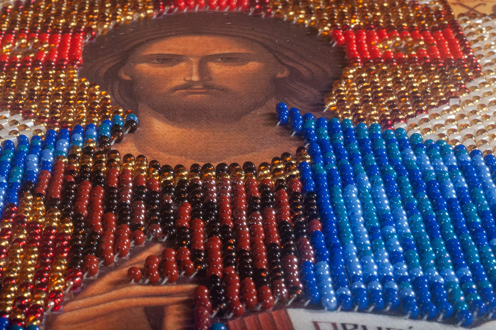 Zestaw do haftowania koralików DIY ikona Chrystus Pantokrator 16 cm x 25 cm kolorowe płótno zestaw koralików przewodnik igły początkujący