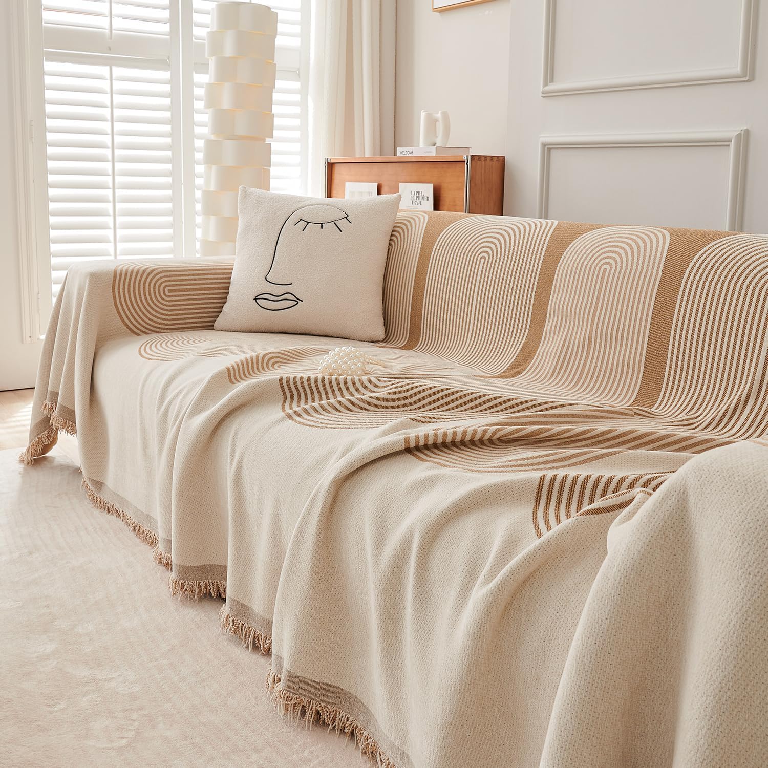 HOKIPO Chenille Sofa Cover - 3 Seater Throw -5
