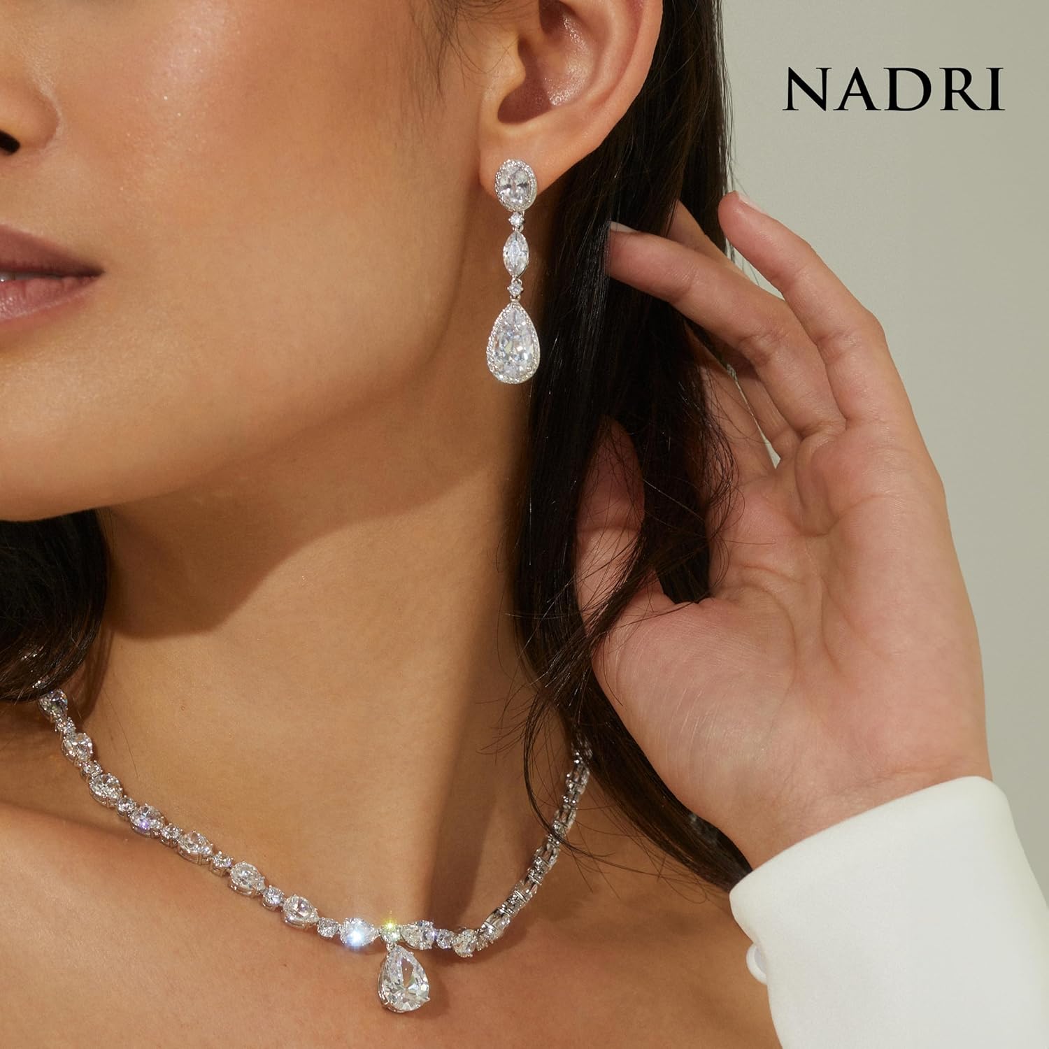 Nadri Teardrop Earrings For Women - Oval Dangle Earrings for Women, Hypoallergenic Earrings For Women, Exquisite Cubic Zirconia Womens Jewelry - Image 2
