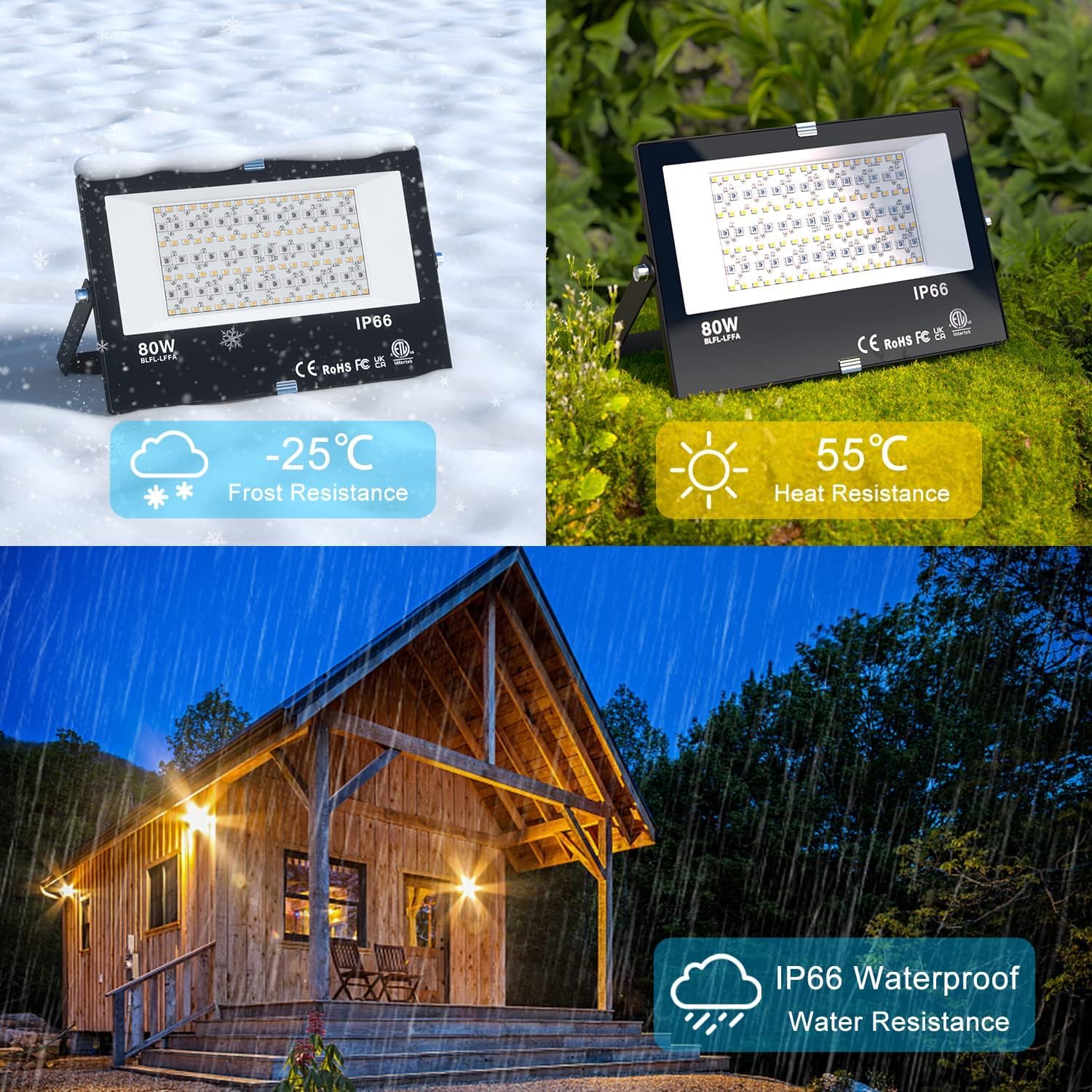 Proiettore LED per esterni, colore 80 W, illuminazione di sicurezza 5700 K, luce bianca fredda, luce LED RGB controllo tramite APP Bluetooth, impermeabile IP66 per esterni, per giardino, garage