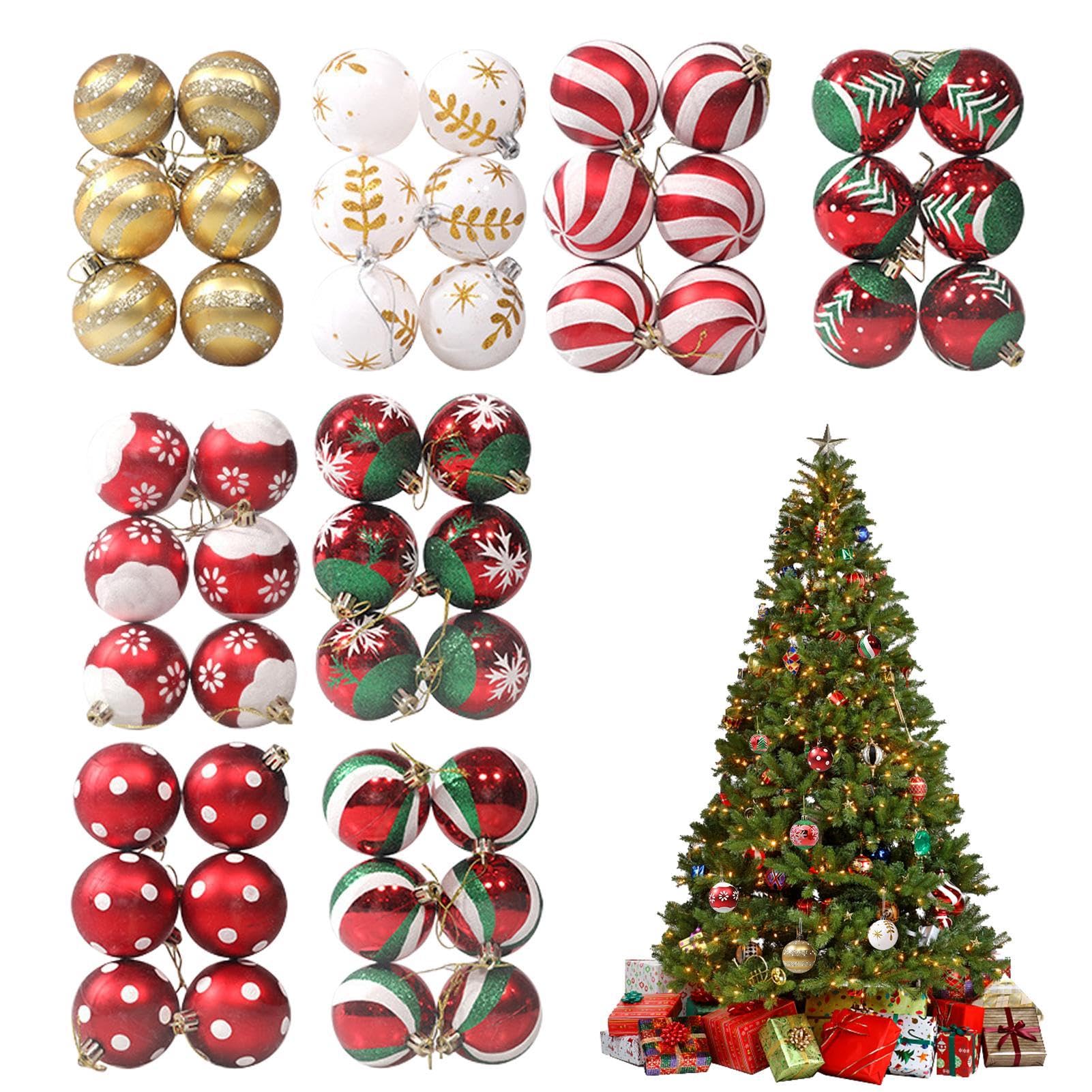 Bolas de Navidad, 48 bolas decorativas de Navidad pintadas