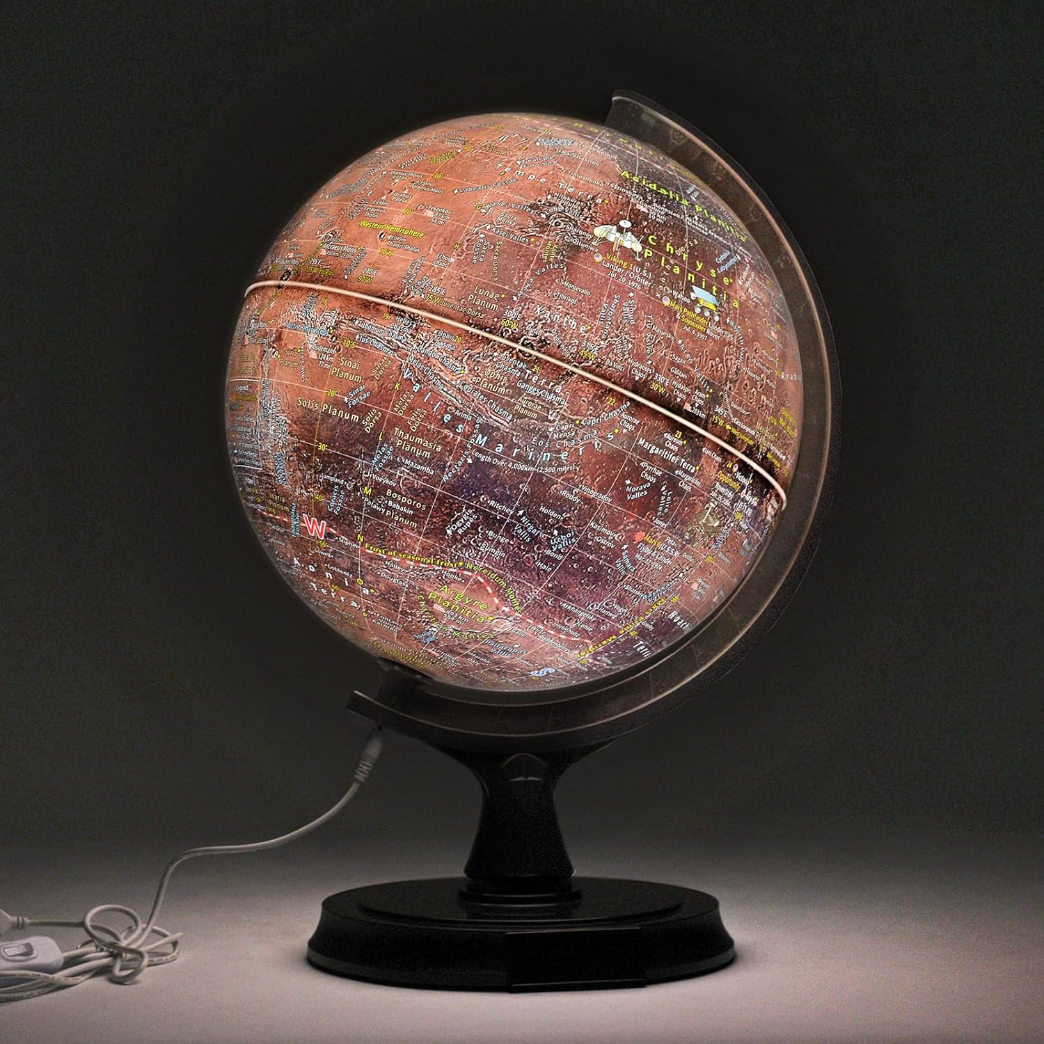 Mapsoft Prime Illuminated Red Mars Globe, 30cm/12", RI-30