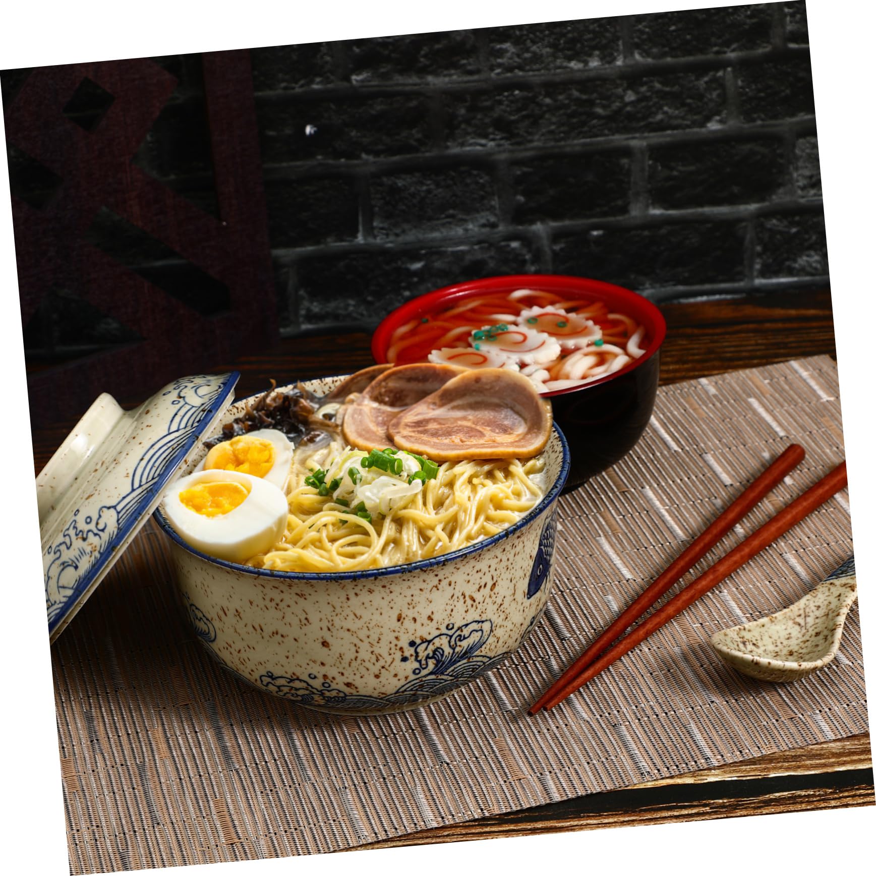 1satz Ramen Nudel Schüssel Set Keramik Mit Deckel Essstäbchen Und Für Ramen Suppen Und Design Für Familie Und Gäste
