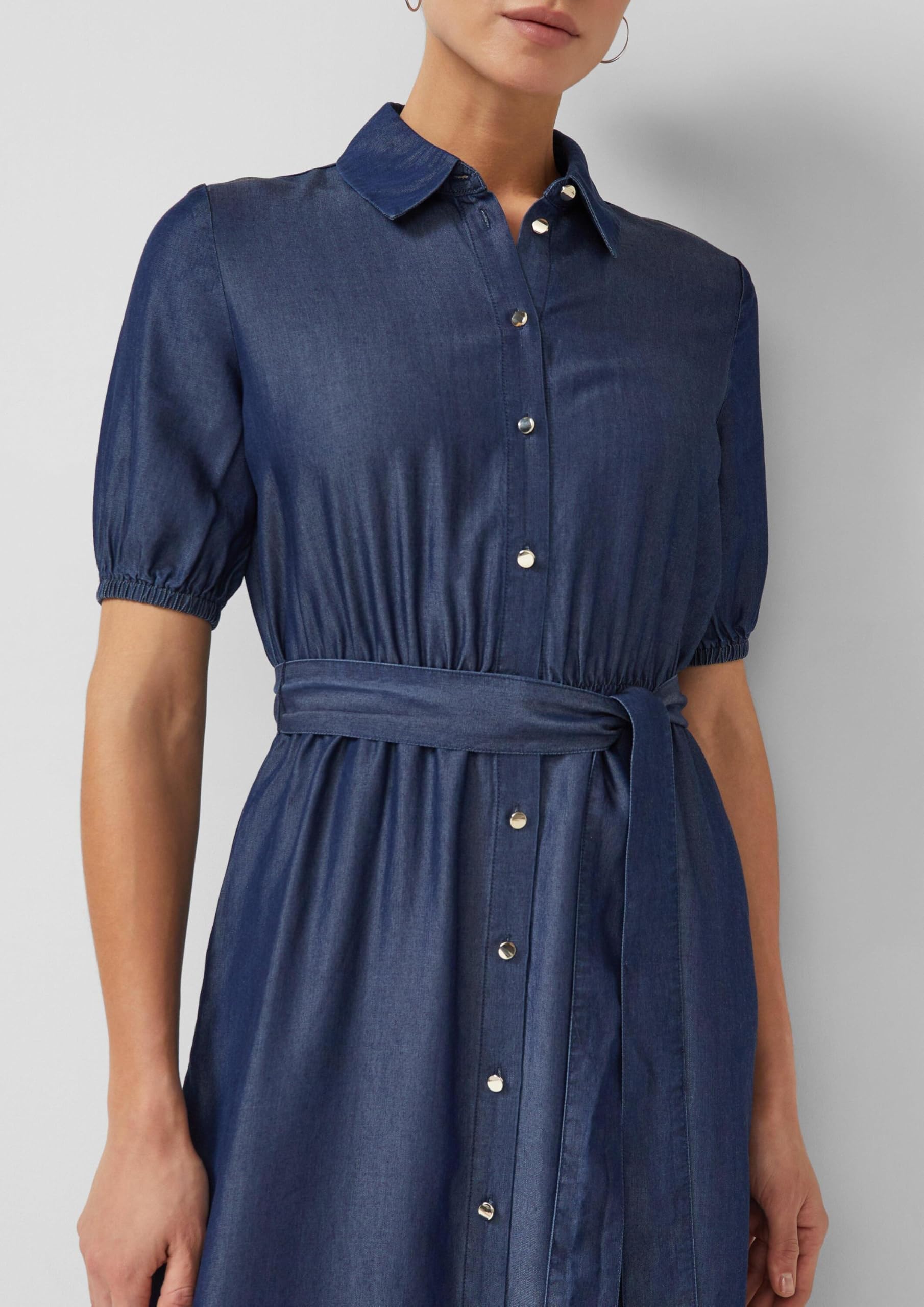 s.Oliver Midi-Hemdblusenkleid aus Lyocell mit Bindegürtel