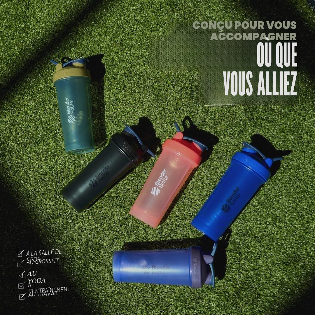 BlenderBottle Shaker Classic V2 avec Boule en Acier Inoxydable, Parfait pour Les Boissons protéinées, Passe au Lave-Vaisselle, 830 ML, Transparent/Noir