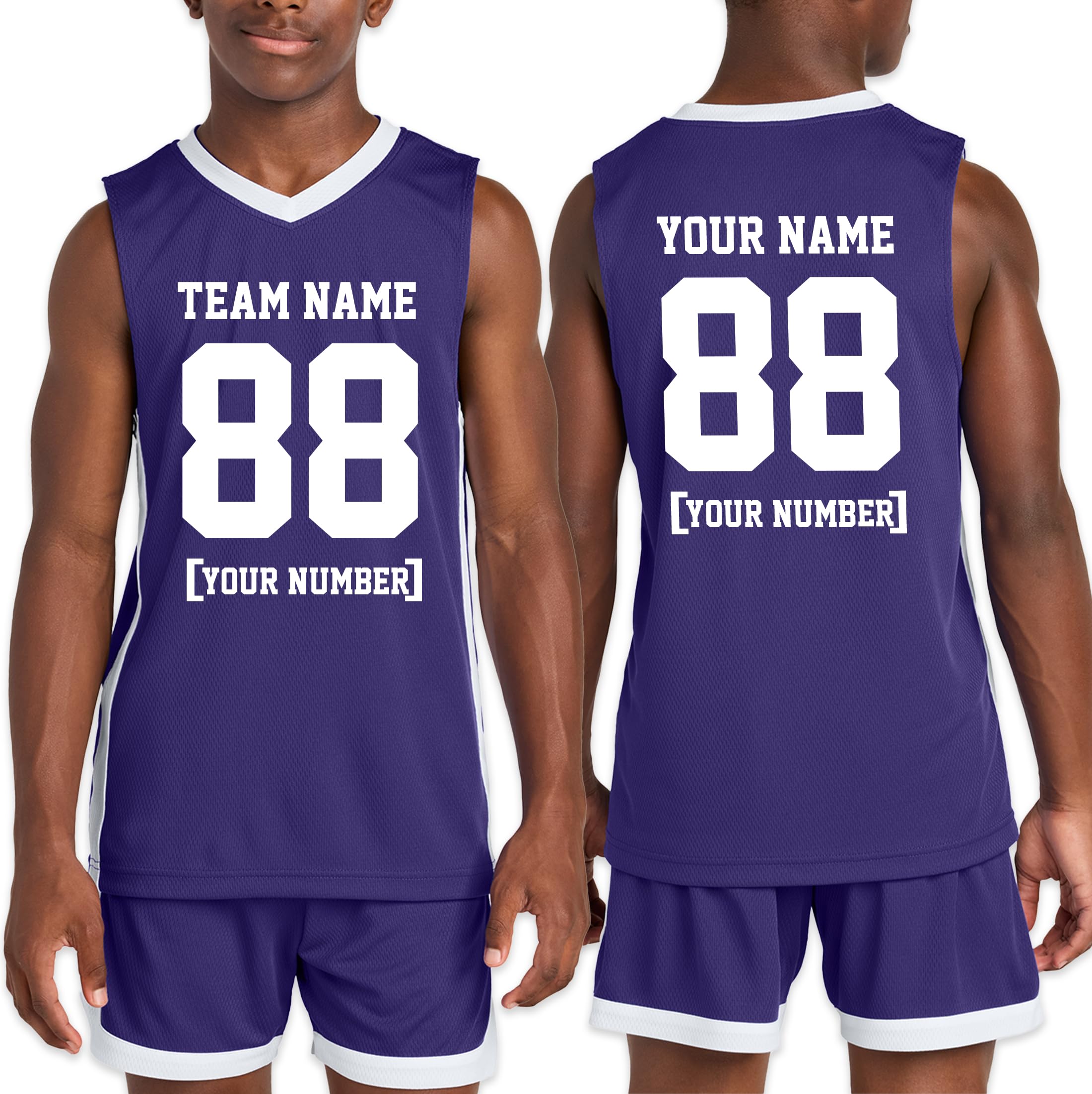 Custom Youth Performance Short Sleeve Tee with Personalized Name Team Name and Number Purple