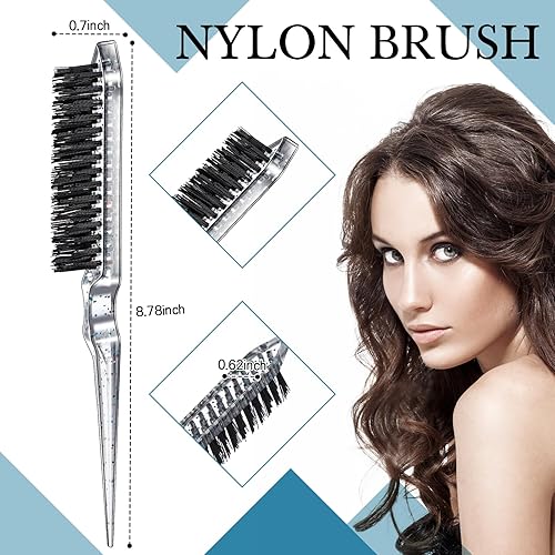 Miniatura 10 de Geiserailie Juego de 3 cepillos de pelo de espalda resbaladiza, cepillo de cerdas para el cabello, cepillo de control de bordes, peine para mujeres,