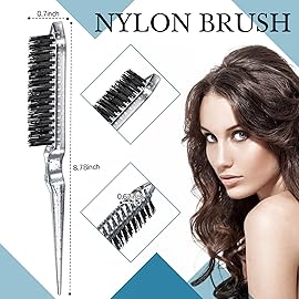 Geiserailie 3 Pcs Slick Back Hair Brush Set Bristle Brush Edge Control Teasing Comb for Women Black Hair(Clear Red)