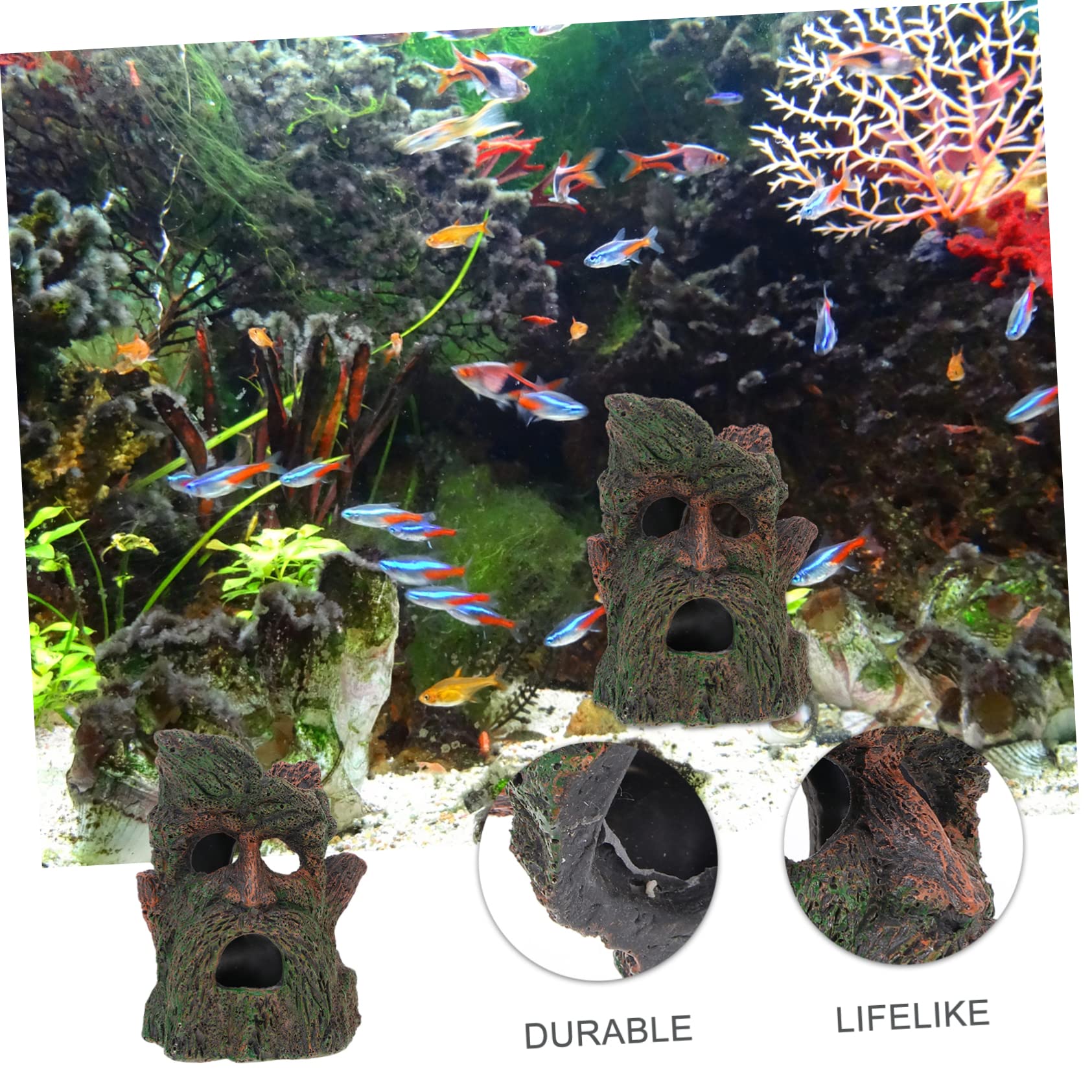 Sosoport 3 Pièces cachette d'aquarium décor Cacher Grotte à Poissons Automatique Chauffe-Aquarium abri pour Tortue abri Tortue abri de crevette de Poisson Ornement en résine Naturelle