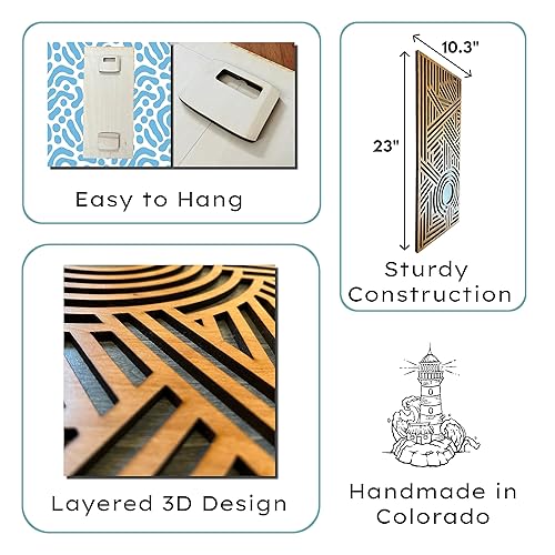 Miniatura 3 de Geometric Wall Art  5 Panel Art Deco Wall Decor  Layered Wood Wall Sculpture