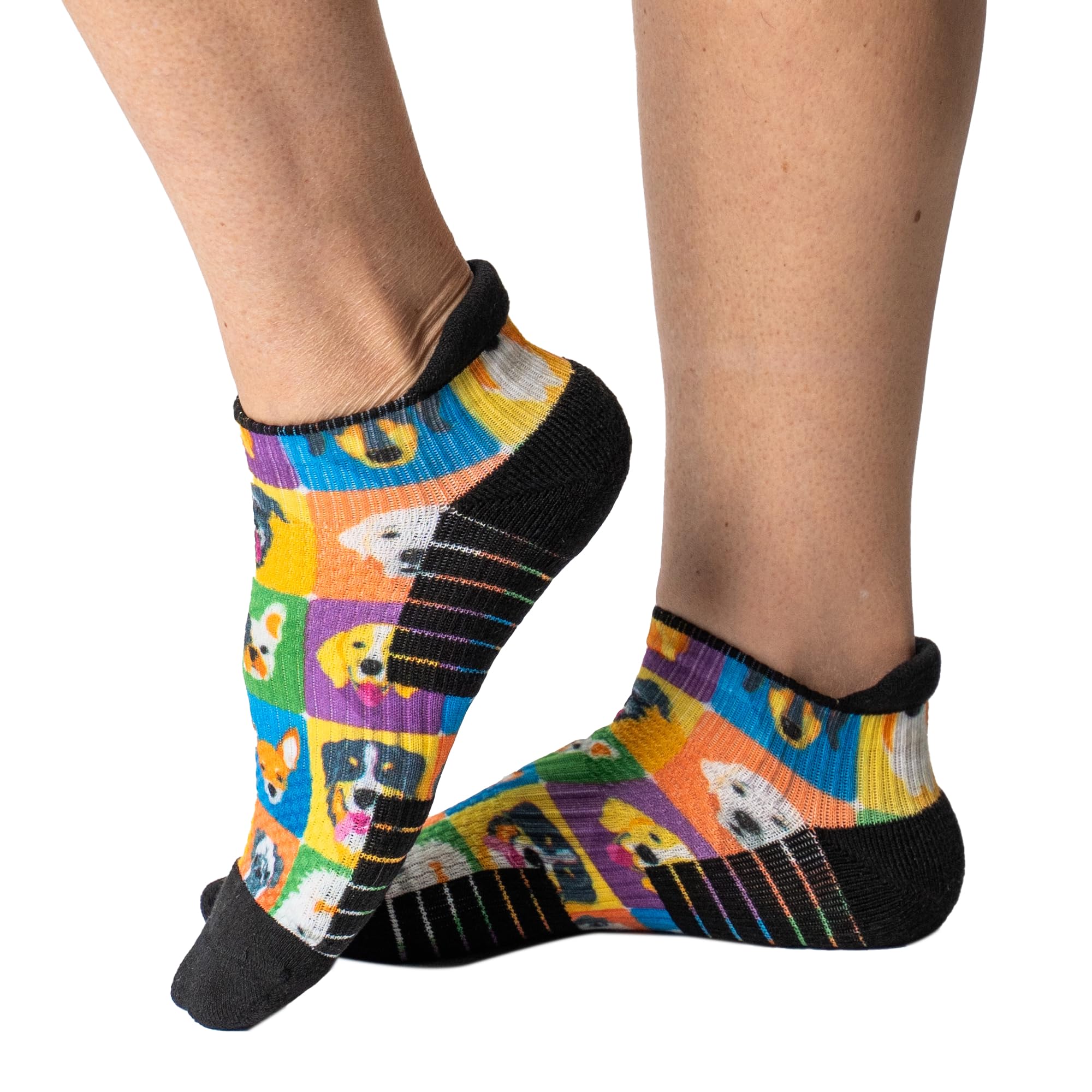 Calcetines de compresión de tobillo Viasox para mujer y hombre. Soporte de 14 mmHg. Mejora la circulación. Extra acolchado. Talla US Alpha Medium Regular Regular. Perros.