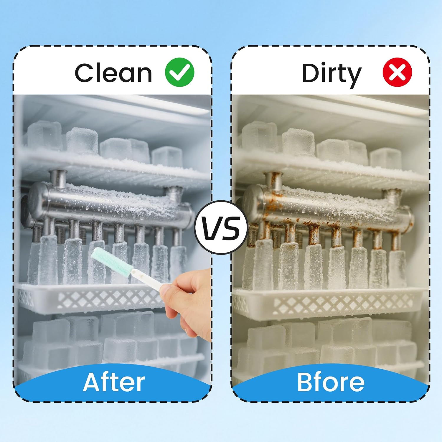 11 Pcs Ice Machine Cleaner Brush Sets, 10Pcs Nylon Bristles with 1 Pcs Cleaning Sponge, Home Kitchen Utility Detail Cleaning Brush Tools
