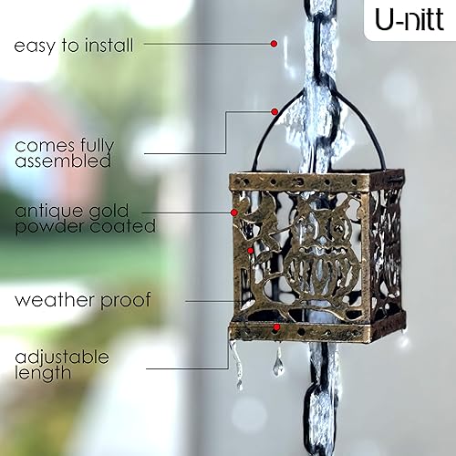 Miniatura 3 de Cadena de lluvia colección de agua para canalones, atrapador de agua de lluvia y desviador, cadenas de 8.5 pies para jardín exterior, copas