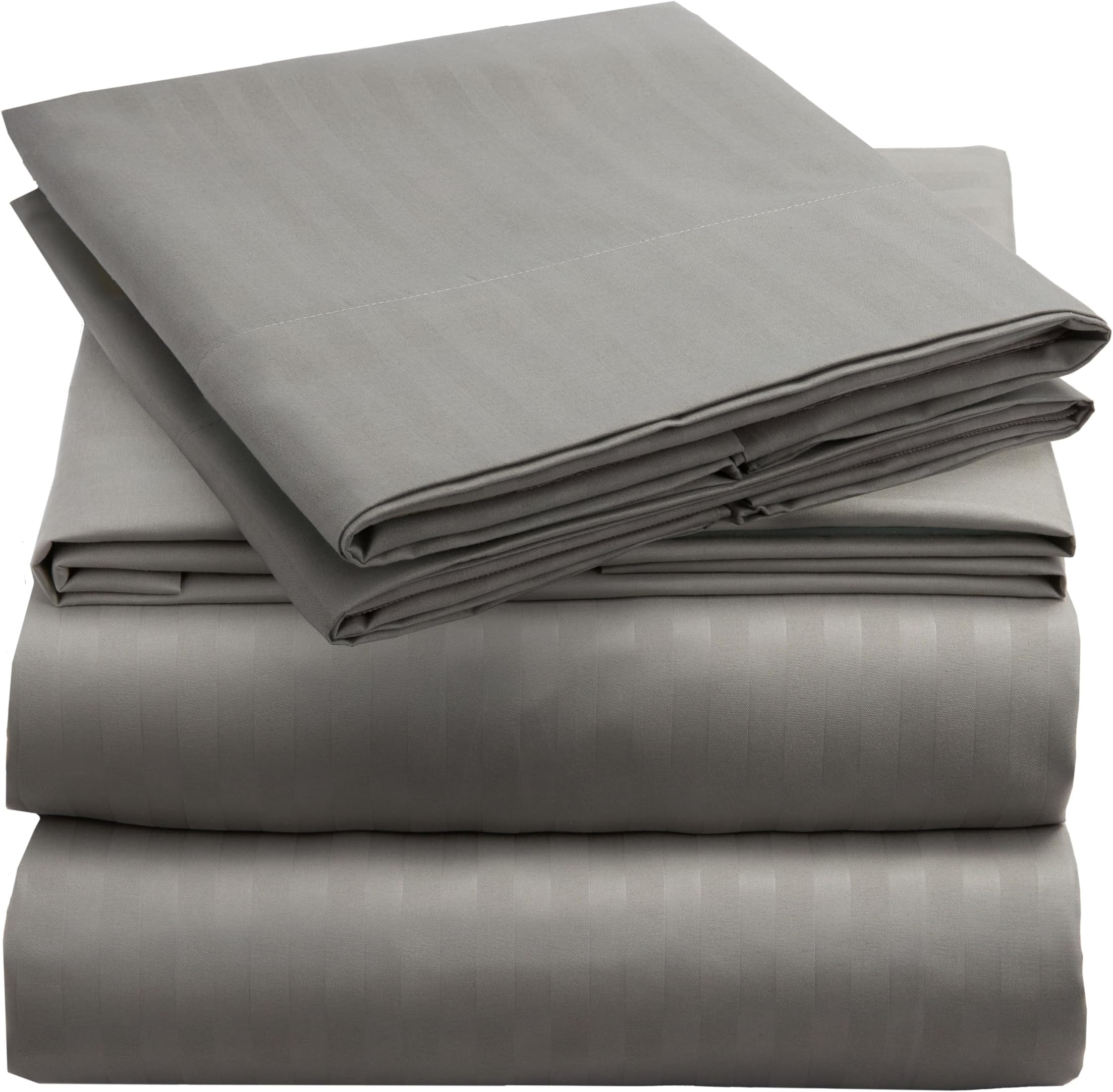 Mellanni King Sheets Set - 4 PC Iconic Collection Bedding - Hotel Luxury, Extra Soft, Cooling Bed Sheets - Wrinkle, Fade, Stain Resistant (King, Striped Gray/Silver)