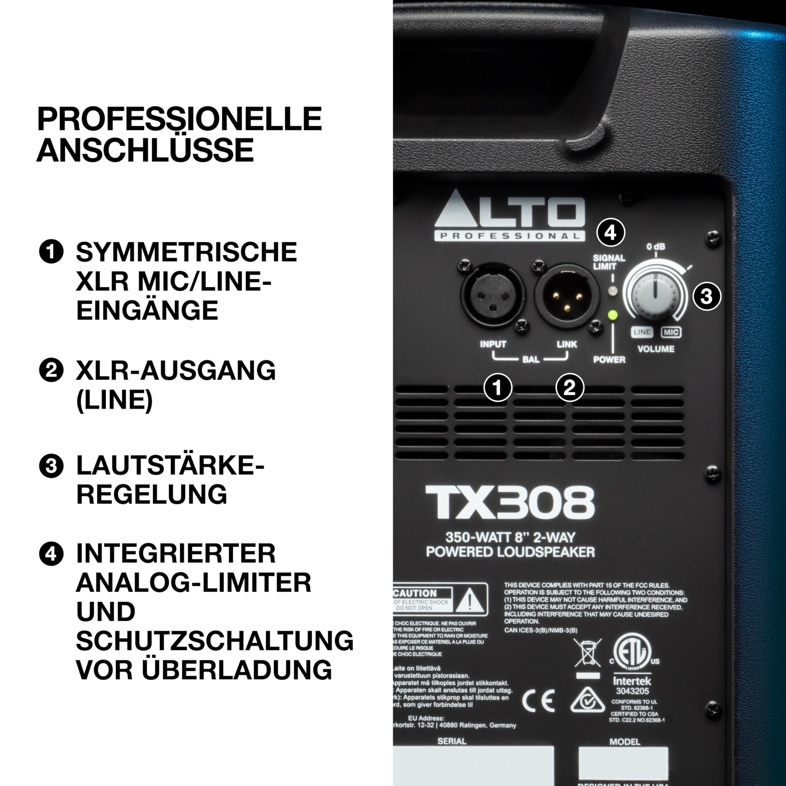 ALTO TX308-350W Aktiver PA-Lautsprecher mit 8" Tieftöner für Mobile DJs und Musiker, Kleine Auftrittsorte, Feiern und Sport-Events